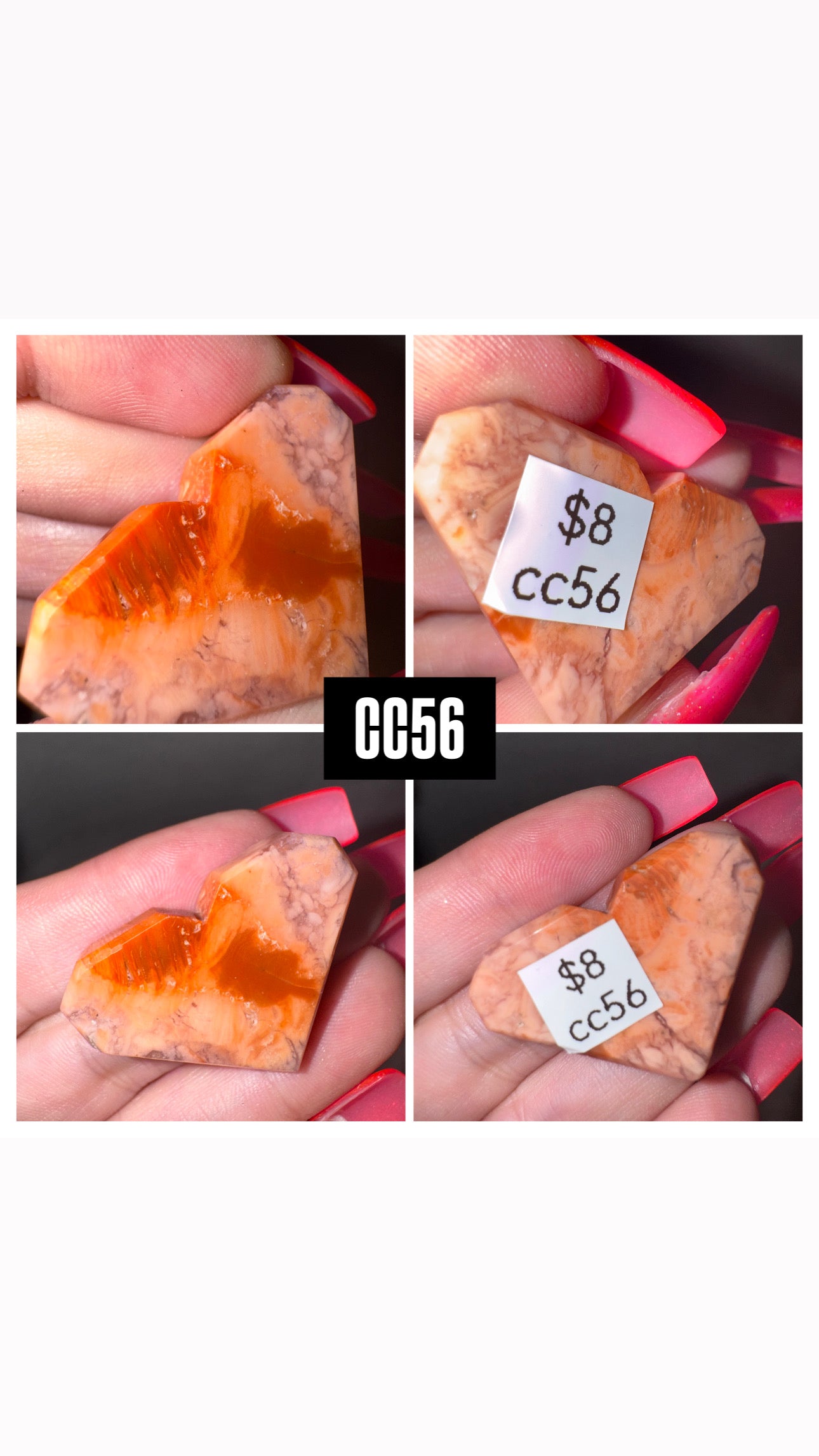 Pink “Cotton Candy” Agate Small Heart