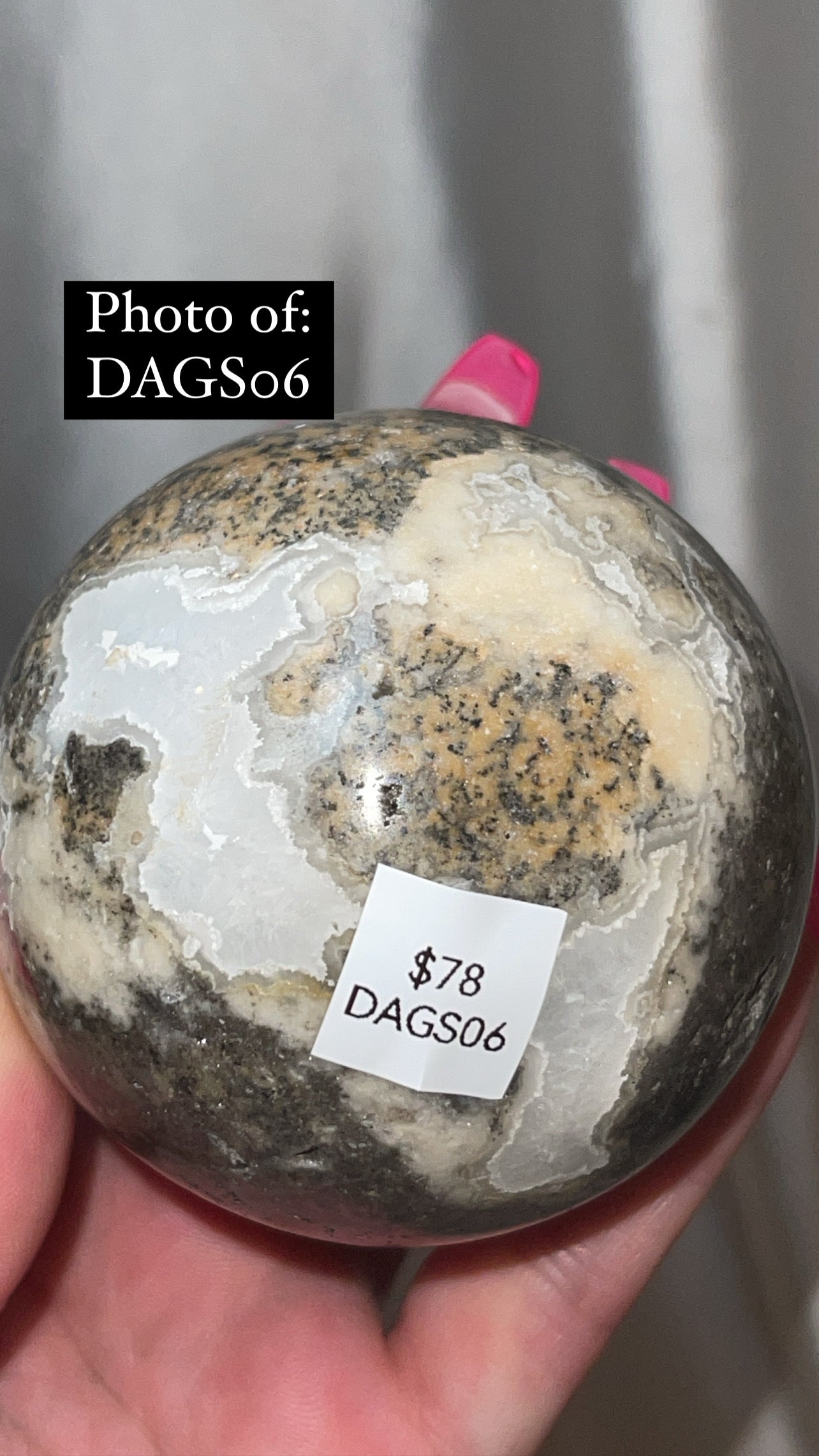 Druzy Plume Agate Dendritic Chalcedony High Quality Large Sphere (68mm)