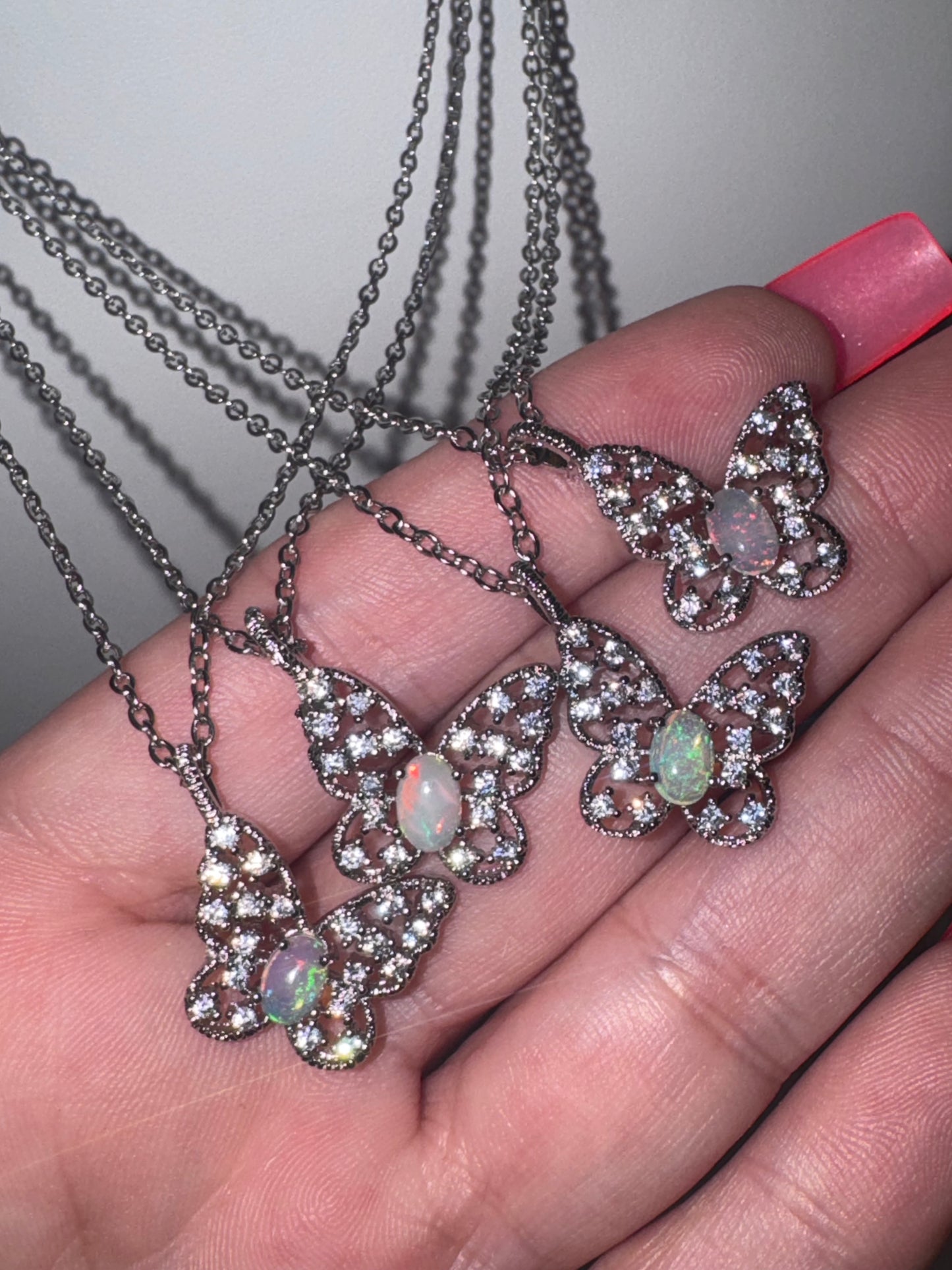 Welo Opal Butterfly with Moissanite Pendant