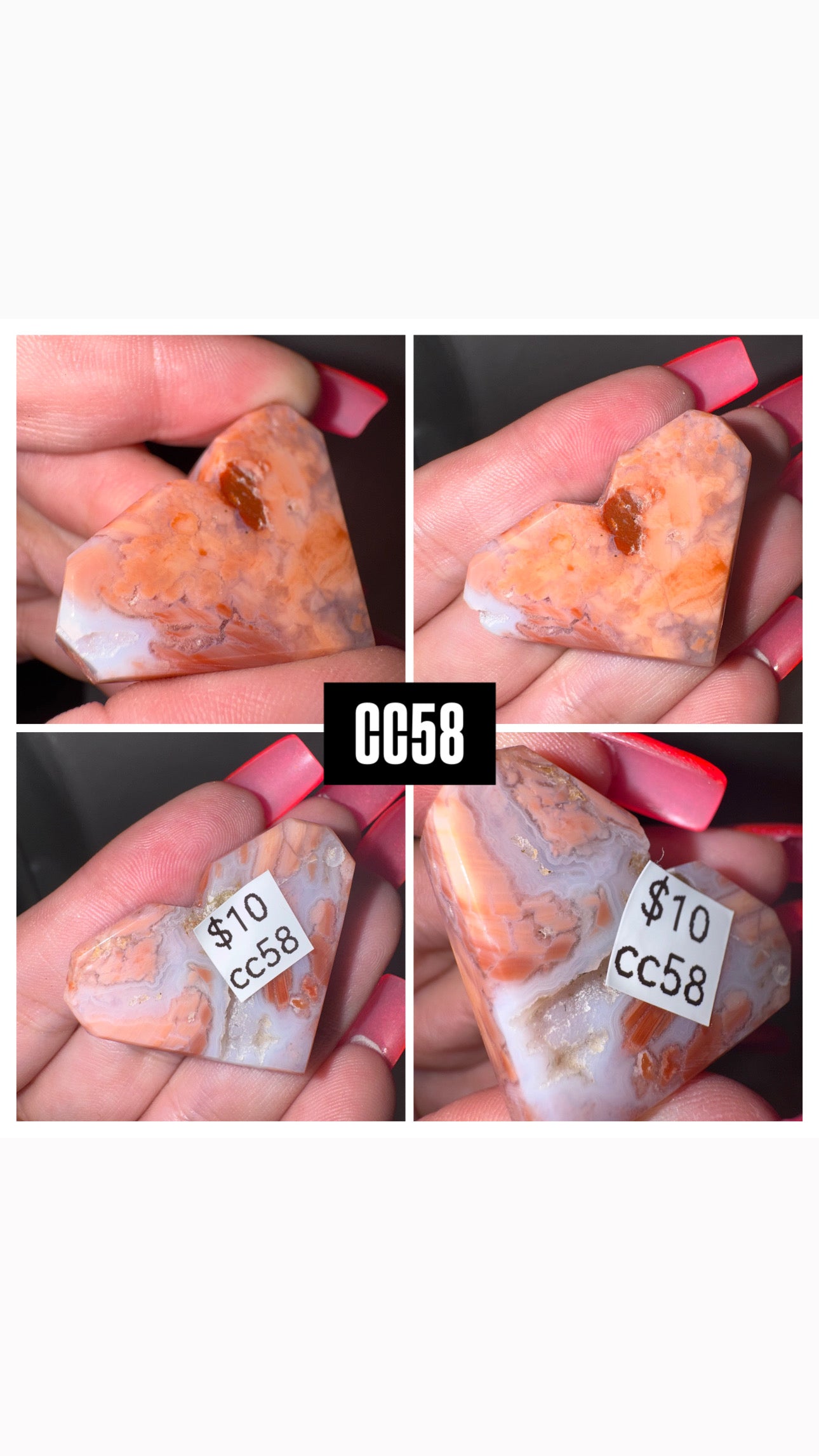 Pink “Cotton Candy” Agate Small Heart