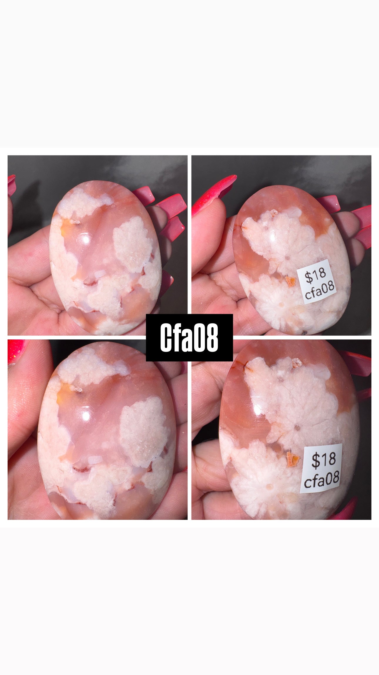 Carnelian Flower Agate Heart/Palmstone