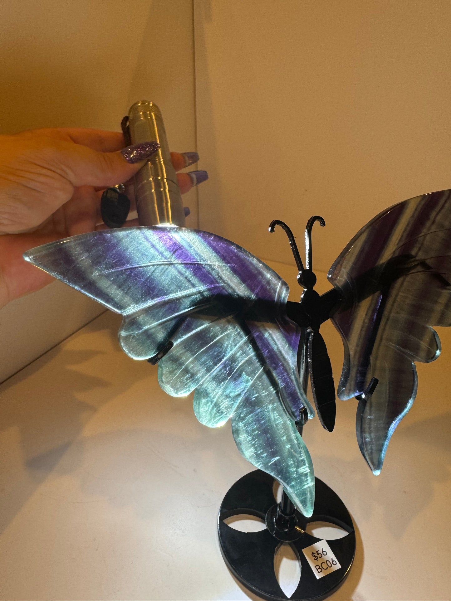 Fluorite Large Butterfly on stand