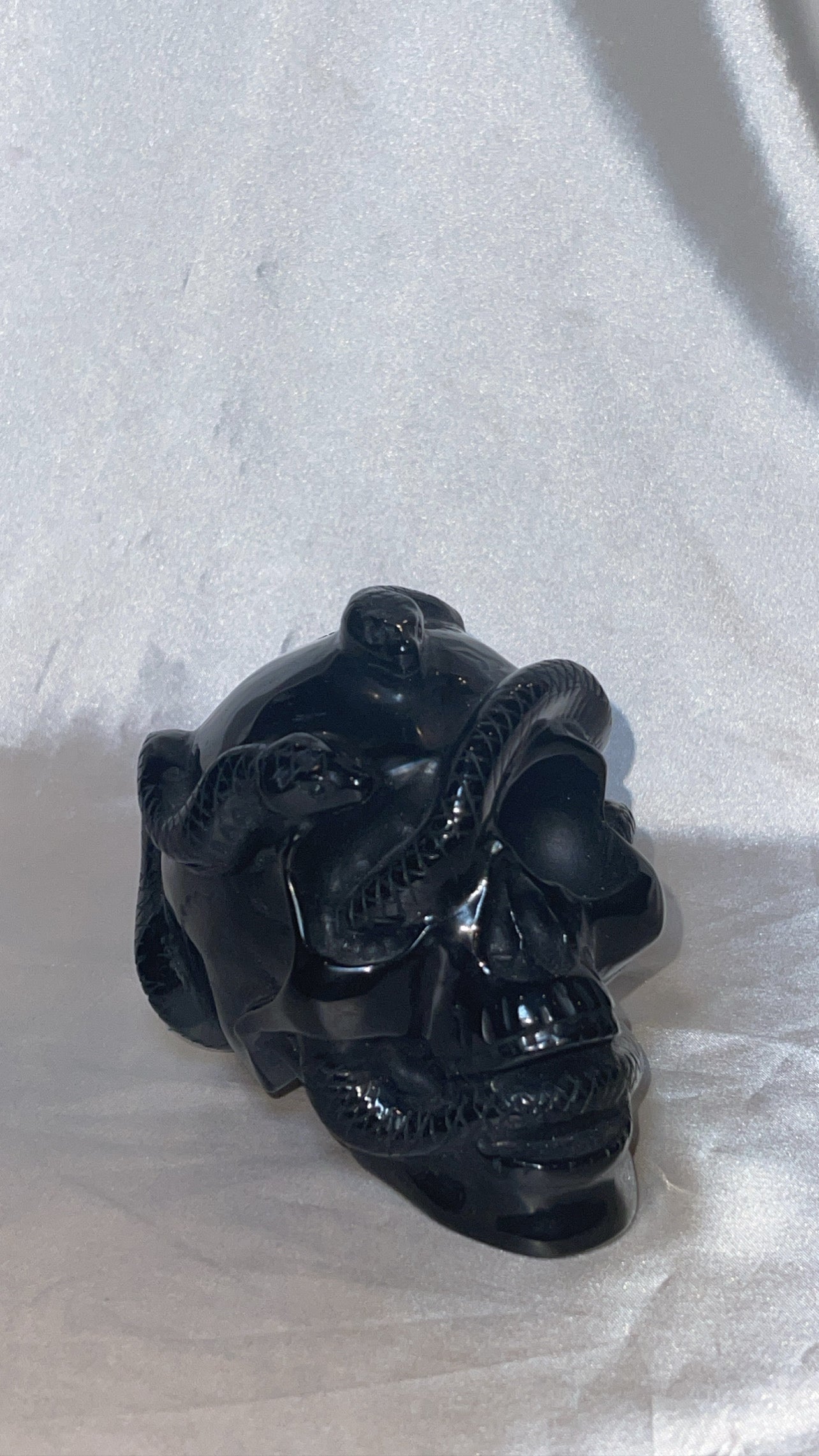 Obsidian Large Snake Skull