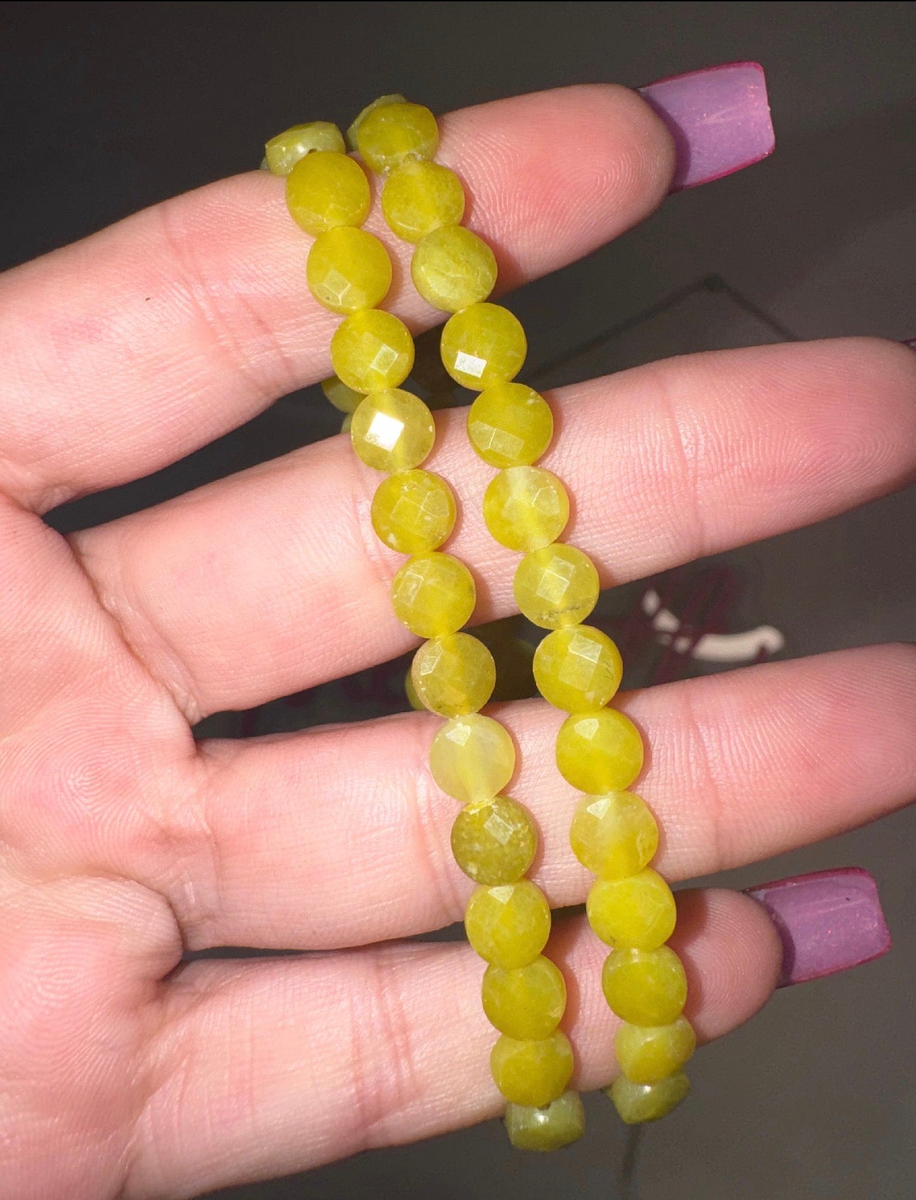 Jade Faceted Coin Bracelet (6mm)