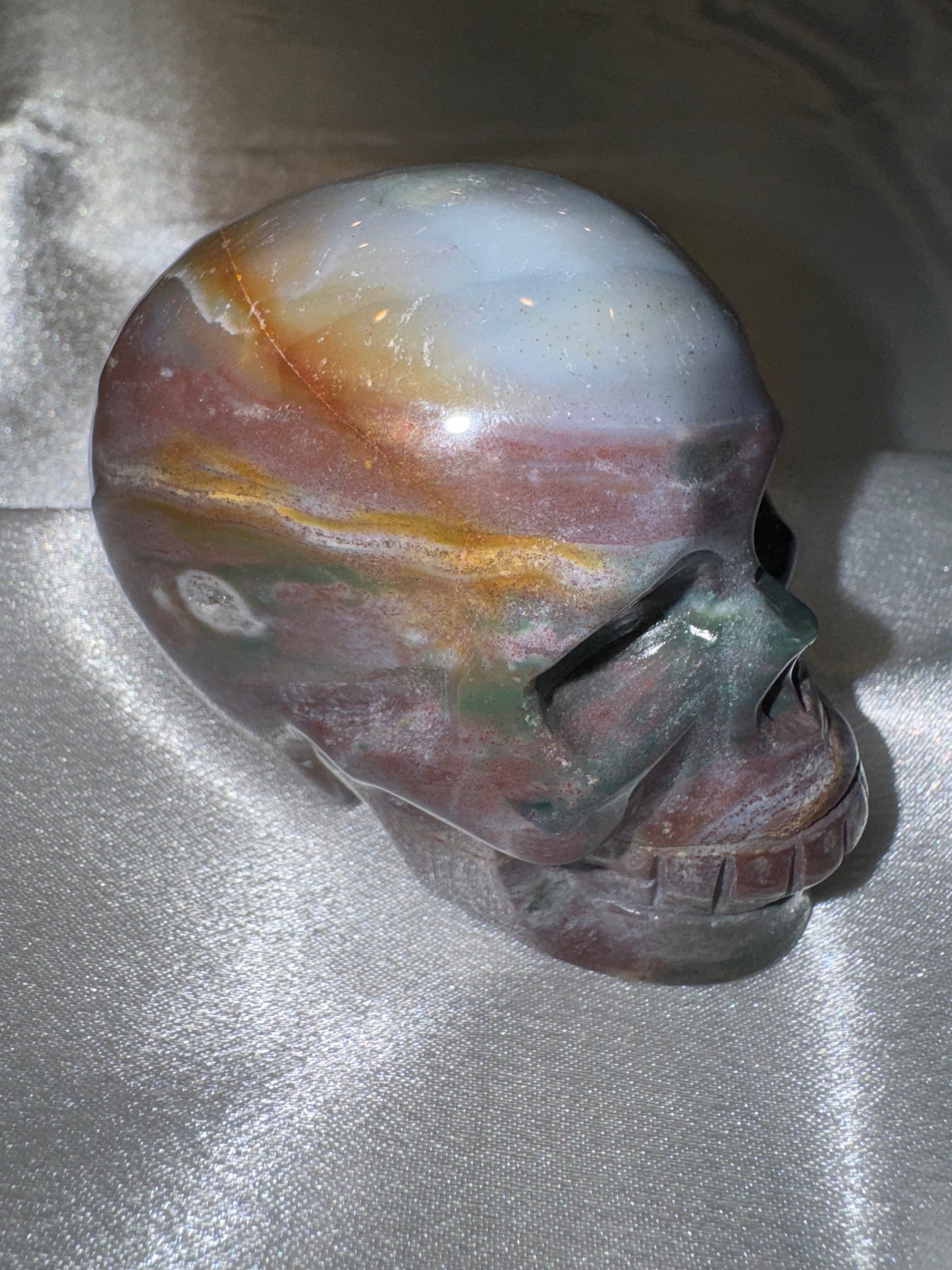 Ocean Jasper AAA Medium Skull with Unique Hatchet Marking