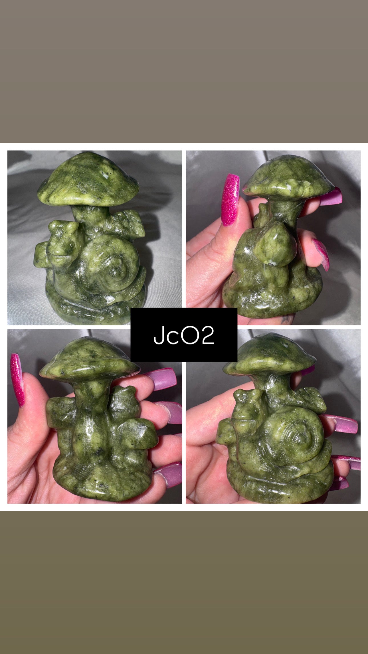 Jade Mushroom Snail Carving