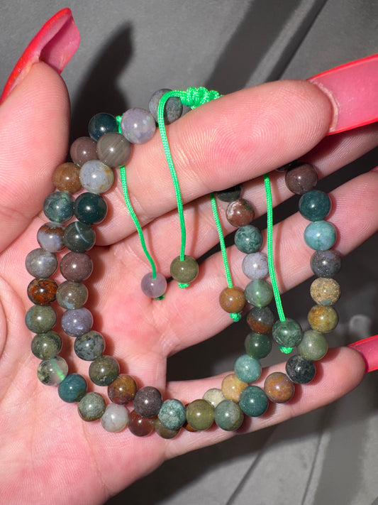 Colorful Moss Agate 6mm Adjustable Bracelet
