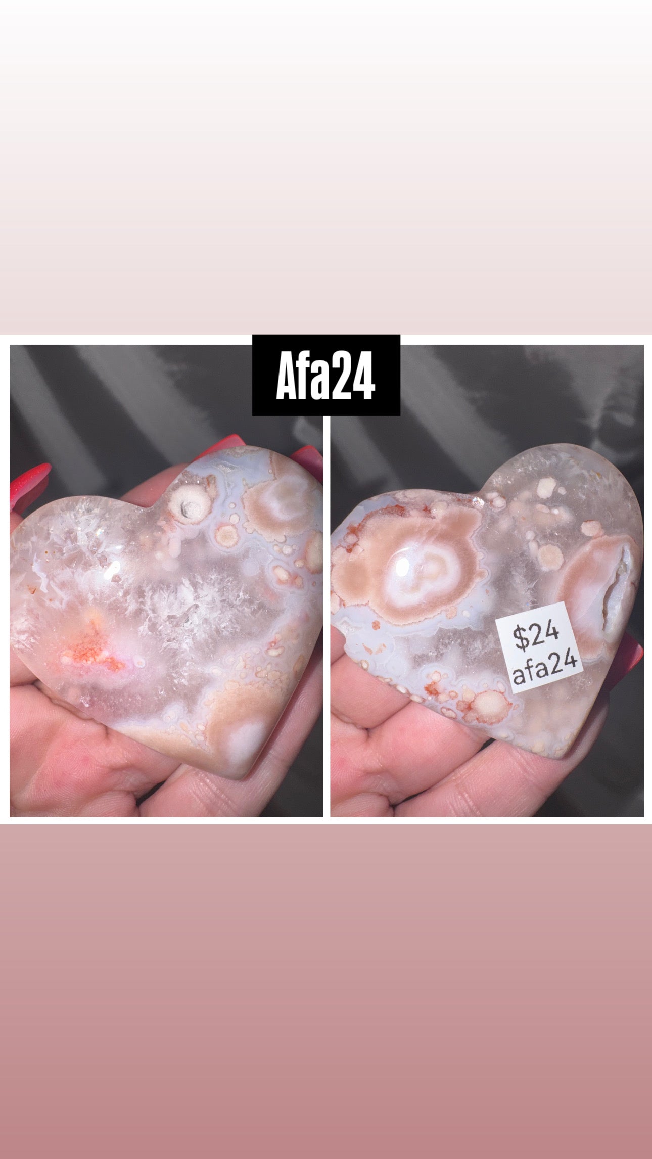 Amethyst Flower Agate AAA Heart/Palmstone