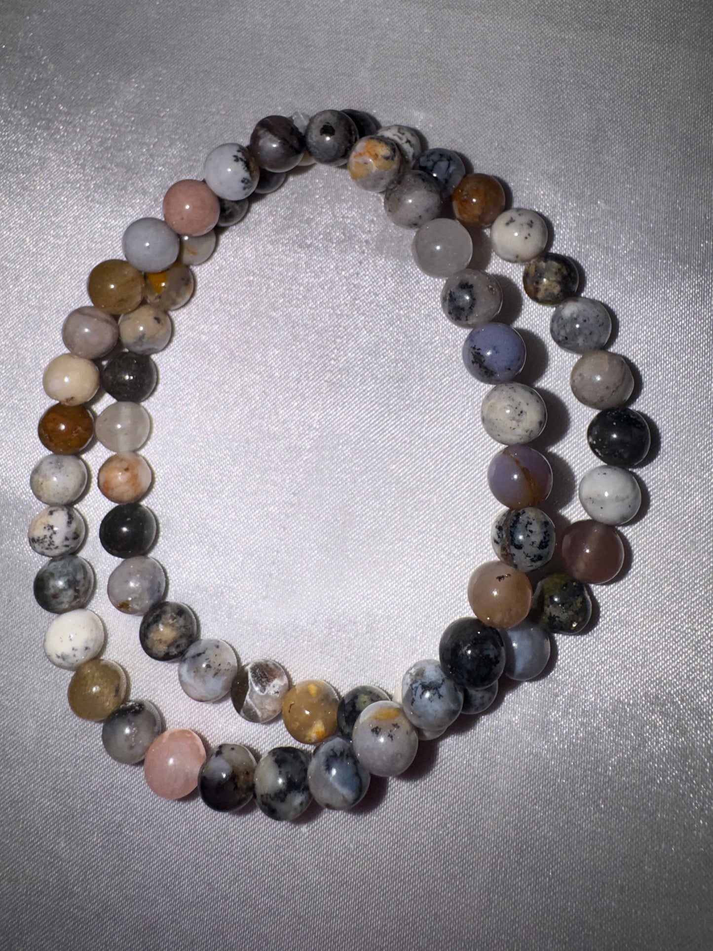 Amethyst Sage Dendritic Opal 6mm Bracelet