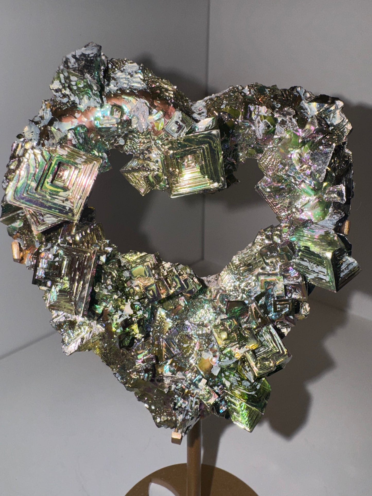 Bismuth Large Heart on Stand