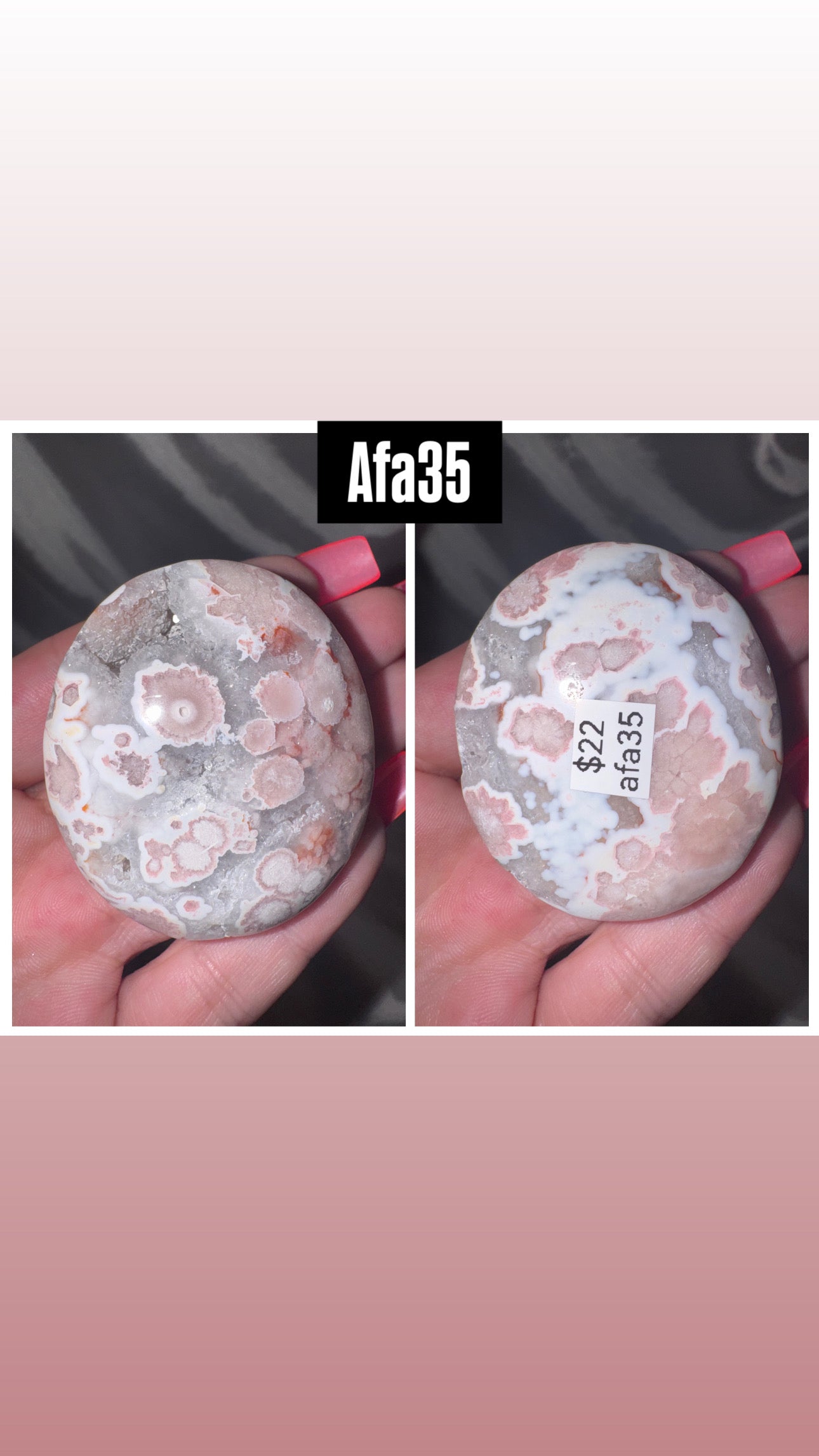 Amethyst Flower Agate AAA Heart/Palmstone