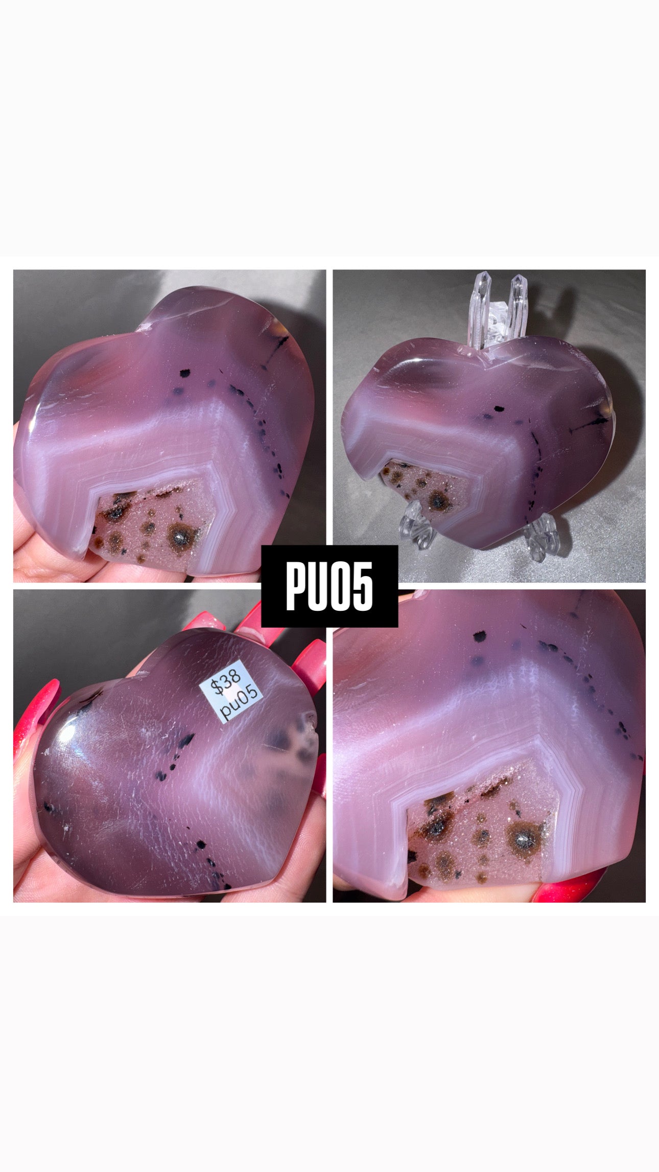 Jelly Agate Large Heart (with stand)