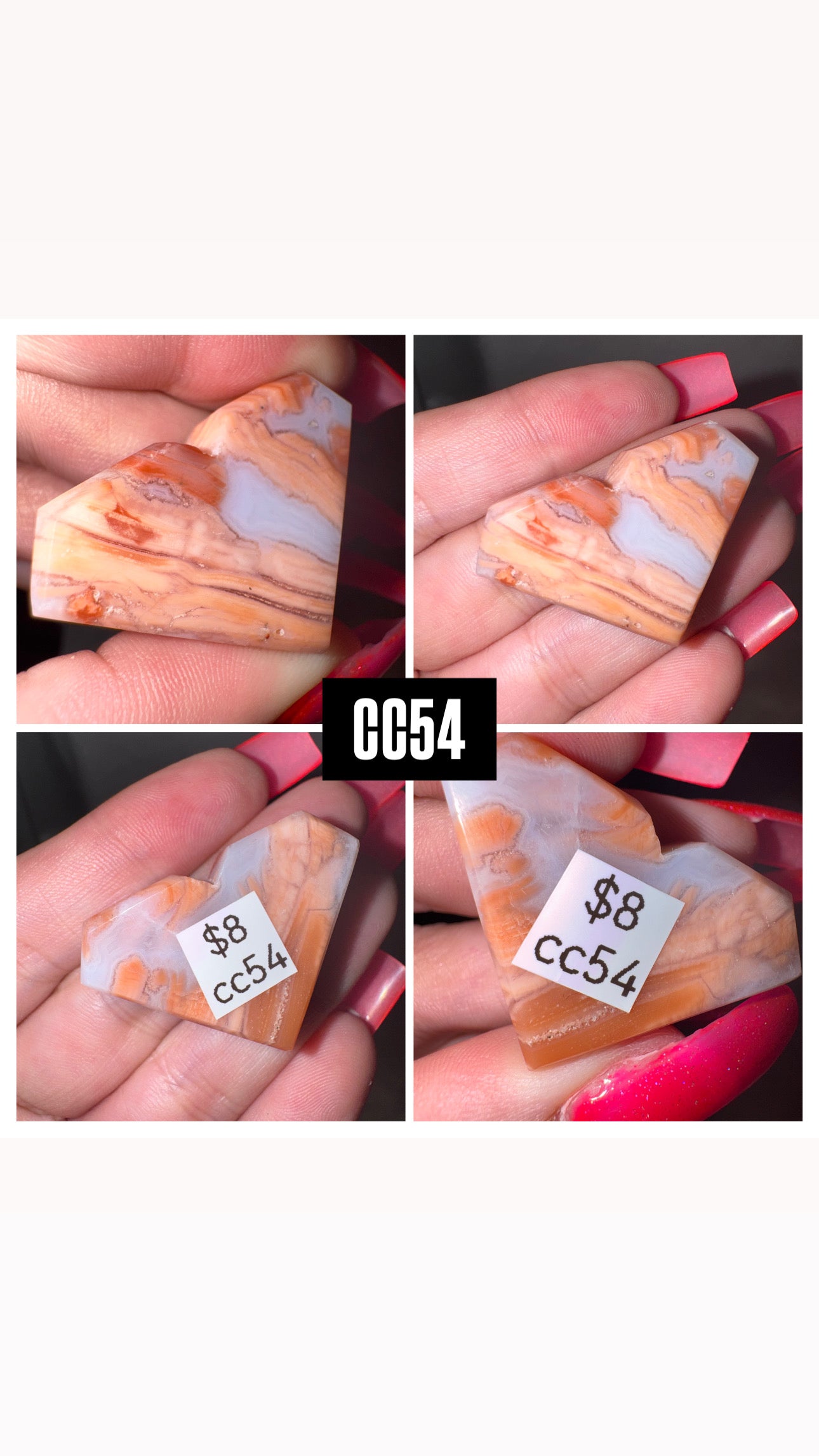 Pink “Cotton Candy” Agate Small Heart