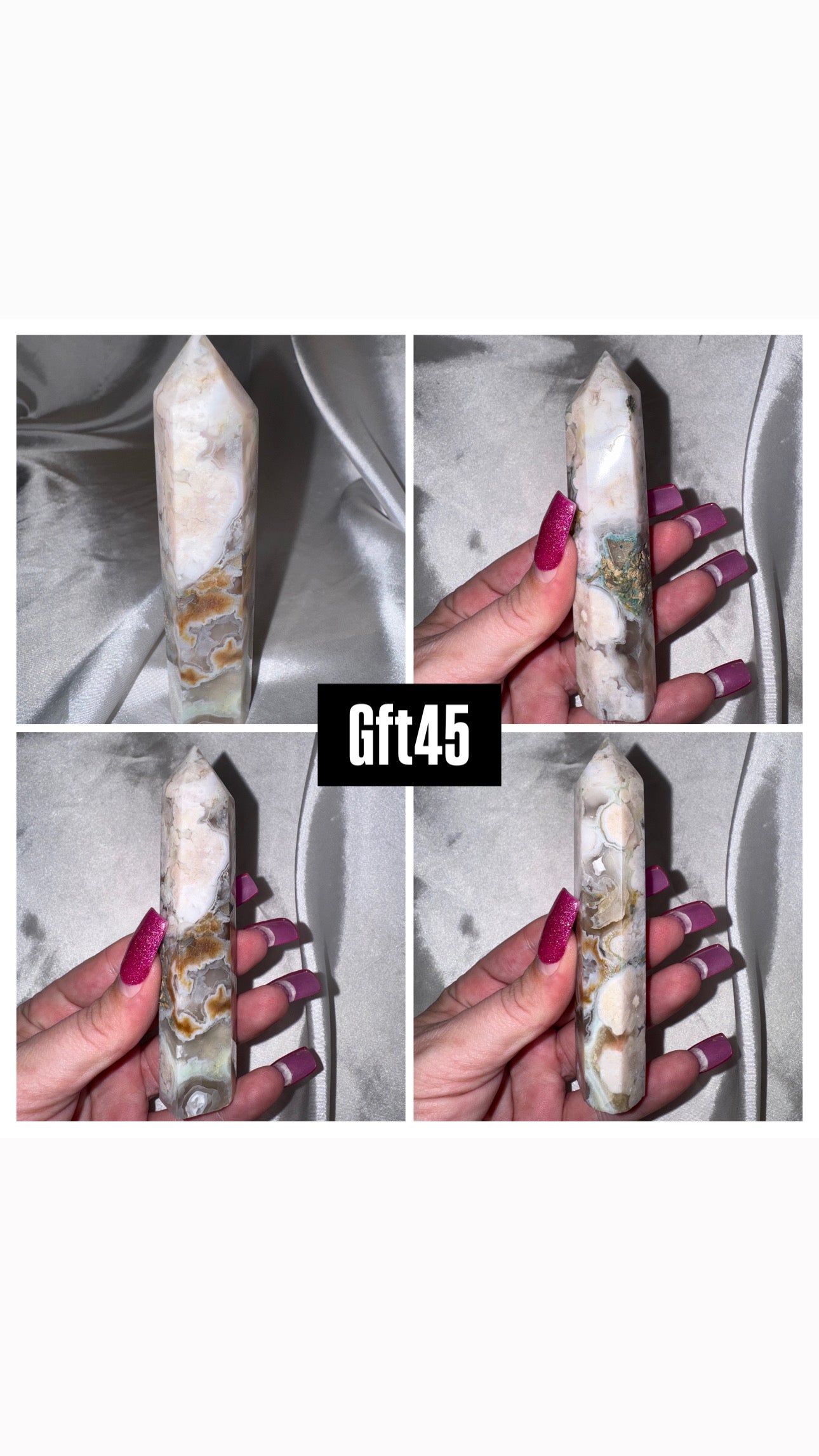 Green Flower Agate Tower