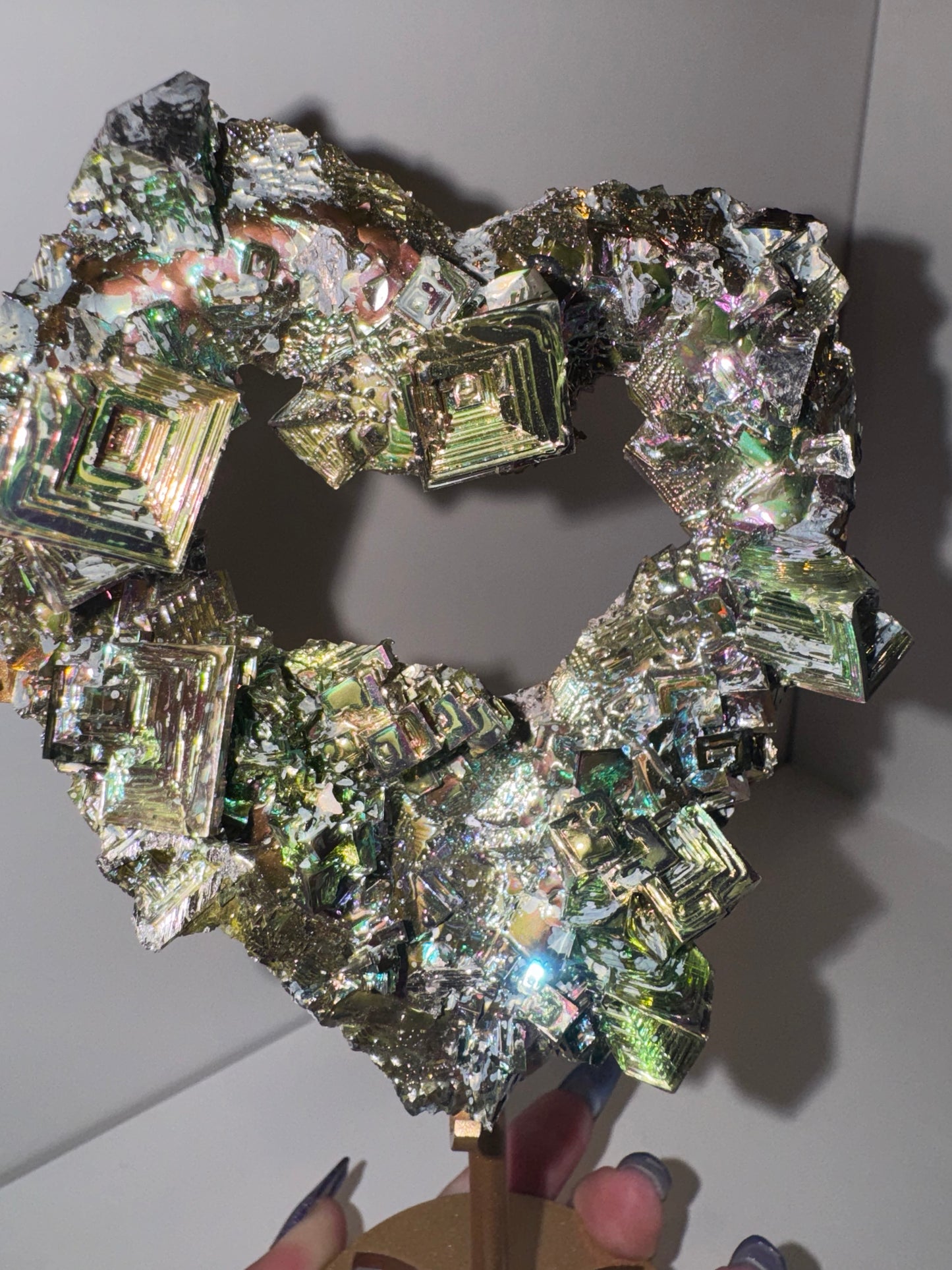 Bismuth Large Heart on Stand