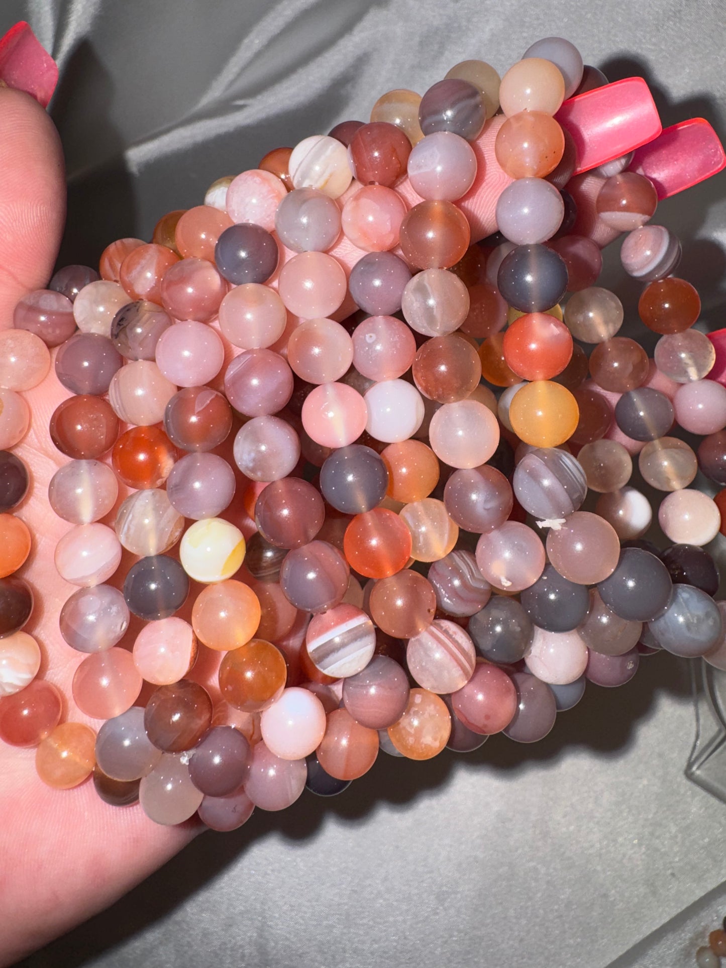 Brazilian Pink Agate AAA 6mm/8mm Bracelet