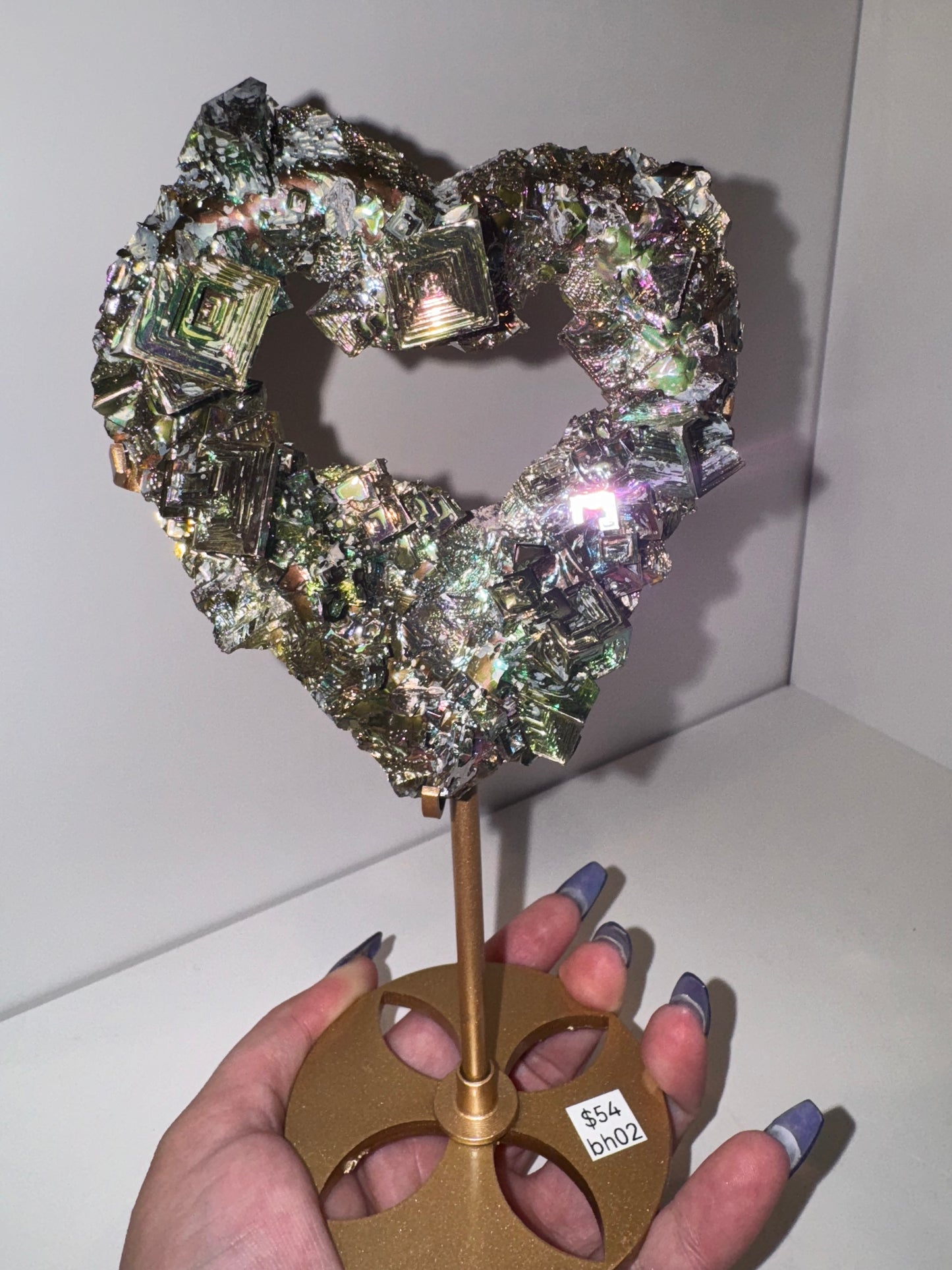 Bismuth Large Heart on Stand