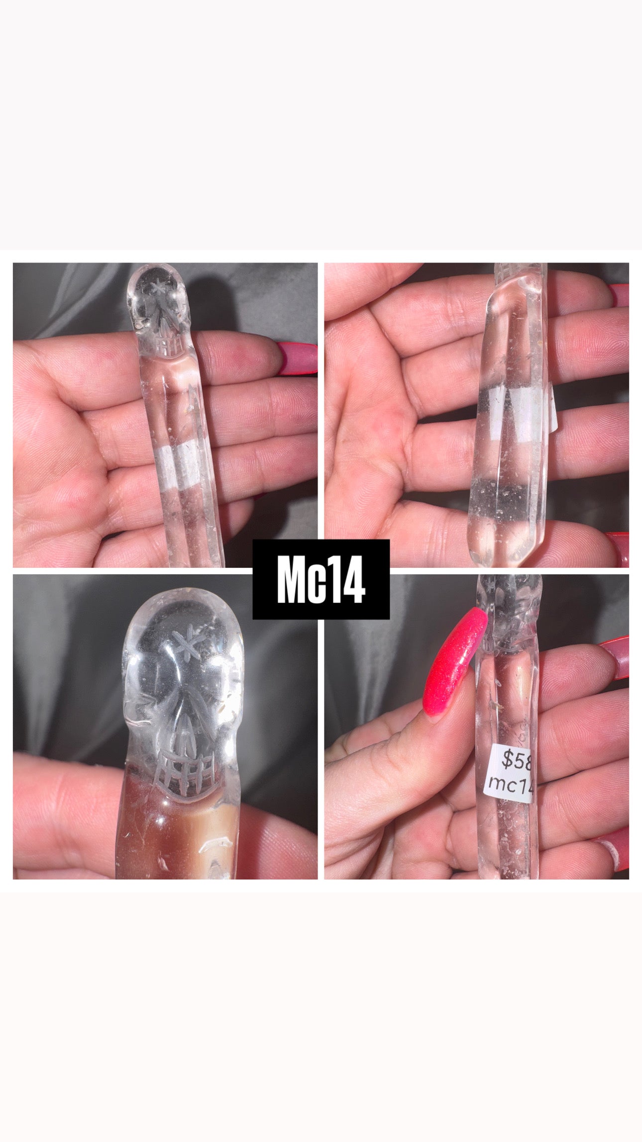 Lemurian AAA Master Carved Skull Wand