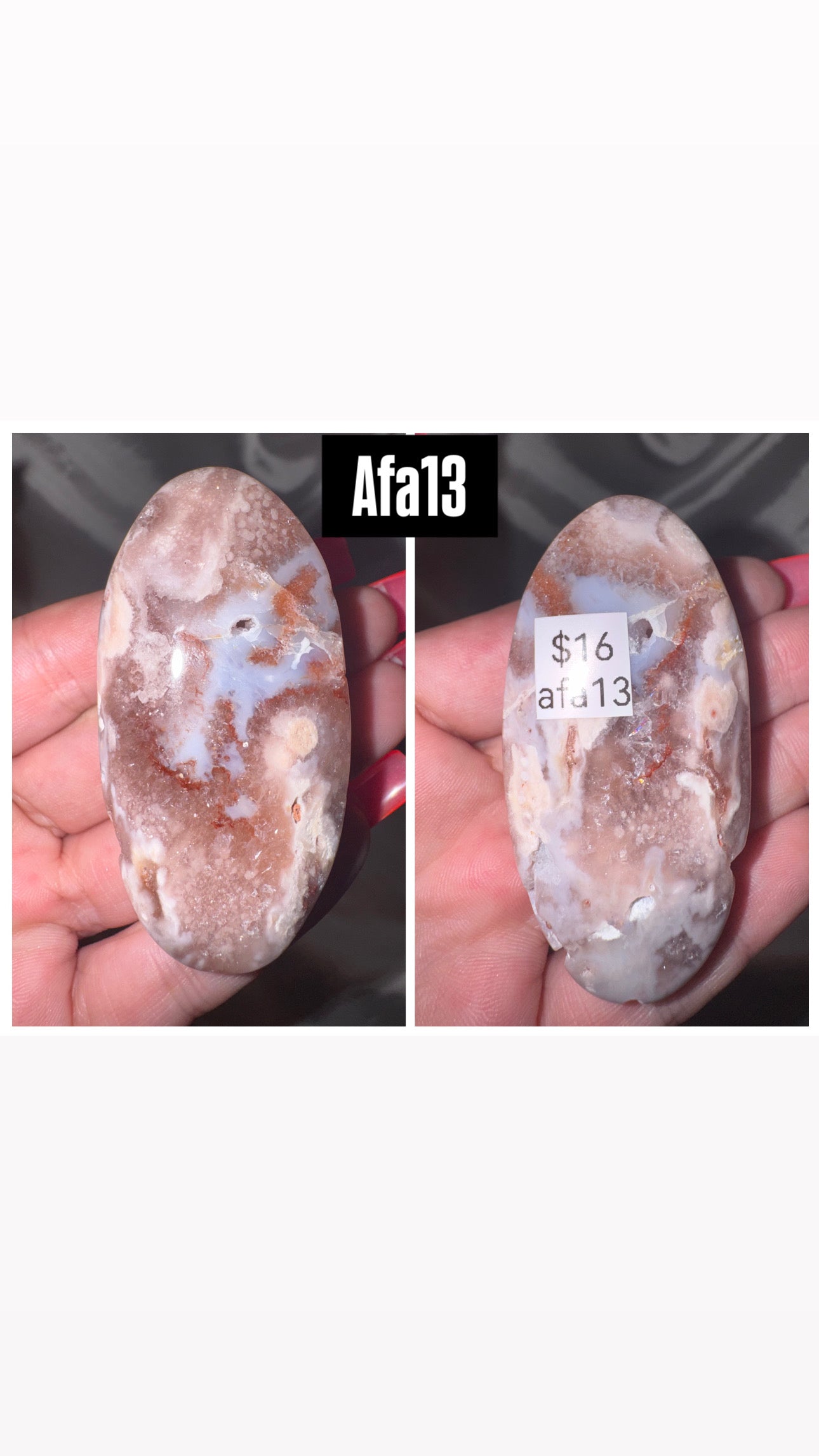 Amethyst Flower Agate AAA Heart/Palmstone