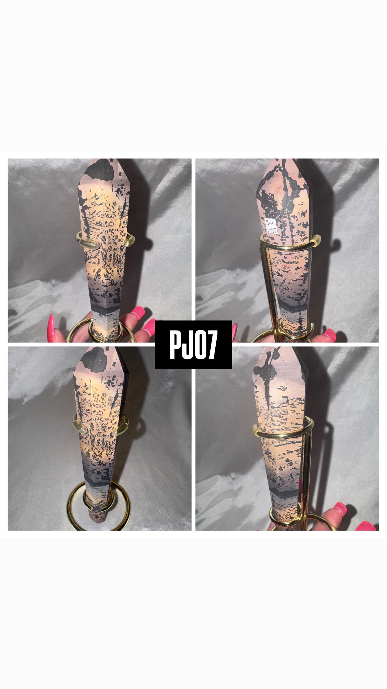 Sunburnt Picture Jasper Large Point on Stand