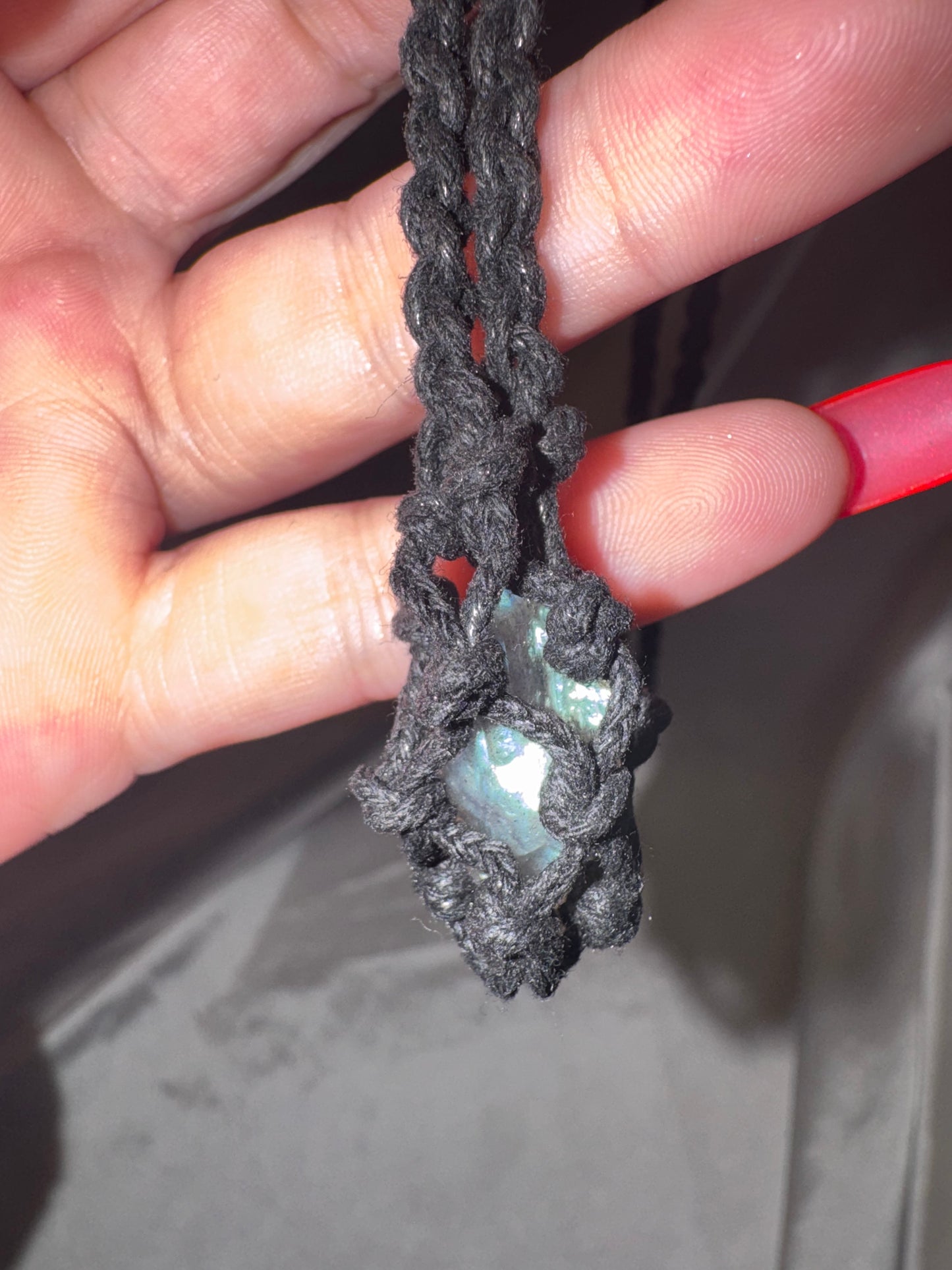 Black Cord Tumble Cage Necklace