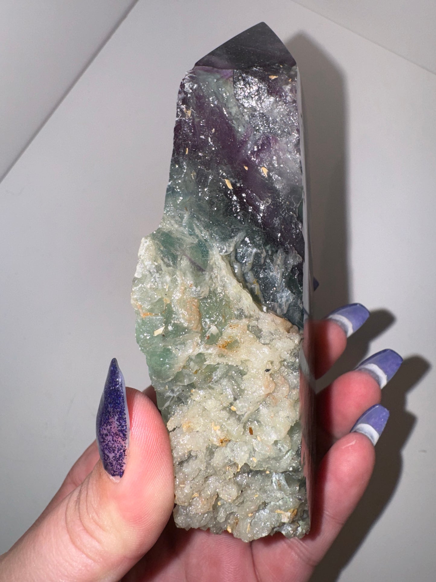 Druzy Snow Fluorite Tower