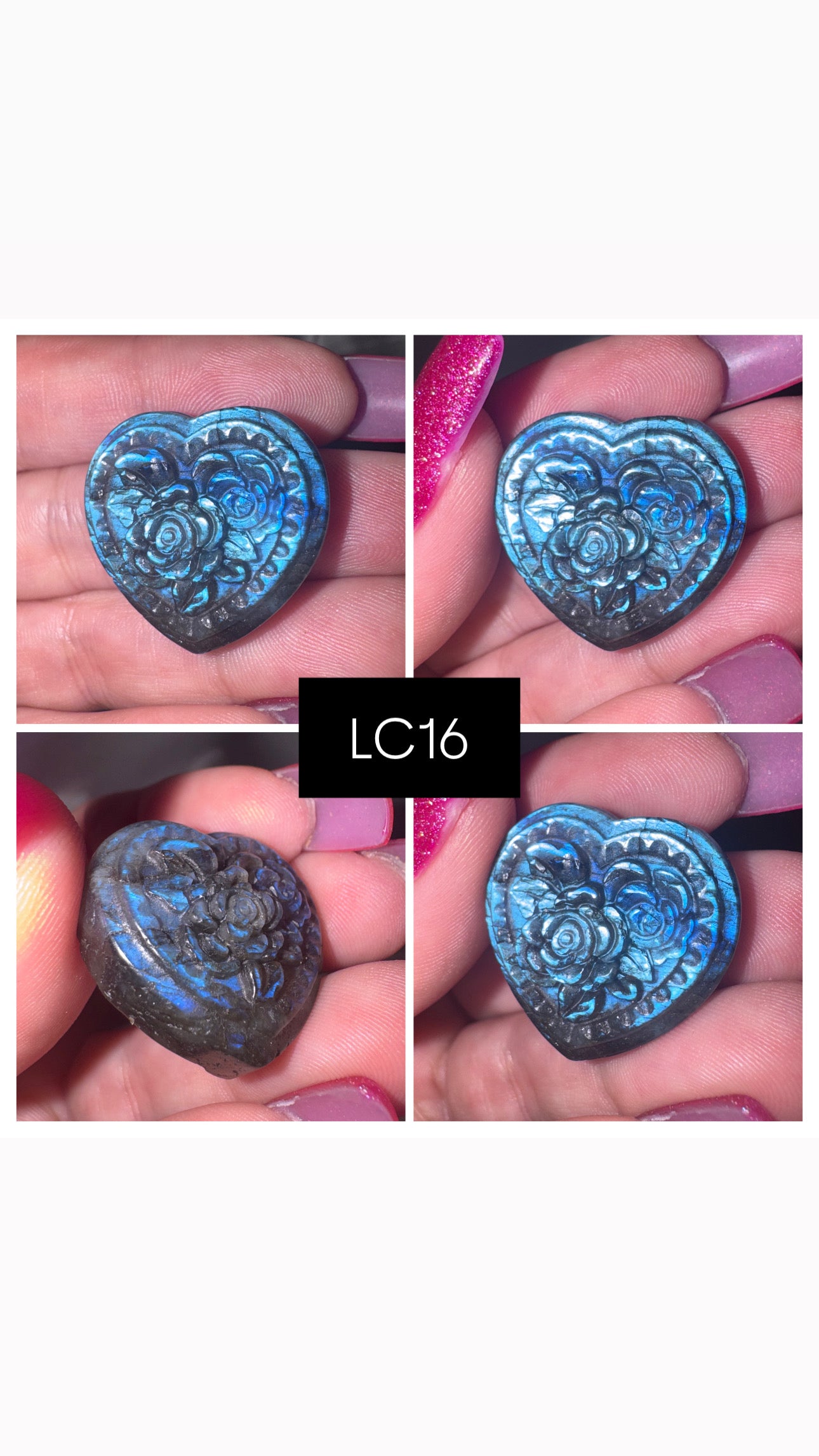 Labradorite Rose Heart Carving