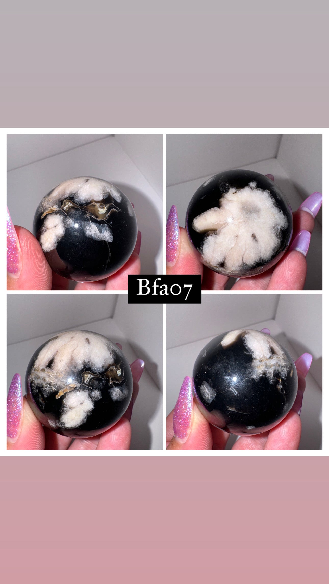 Black Flower Agate Sphere