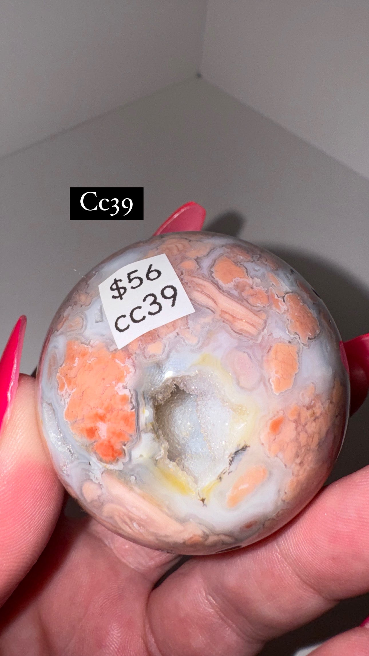 Pink “Cotton Candy” Agate Sphere
