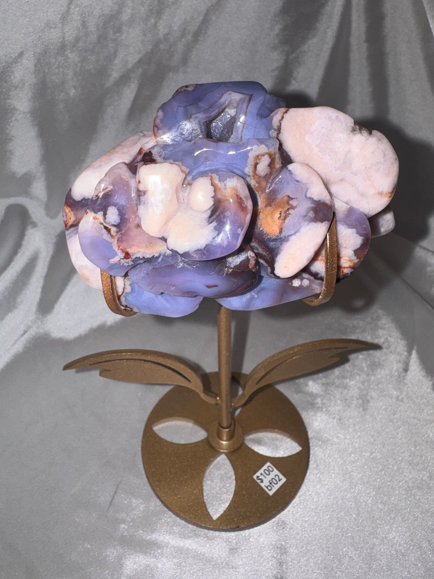 Blue Flower Agate AAA XL Flower on Stand