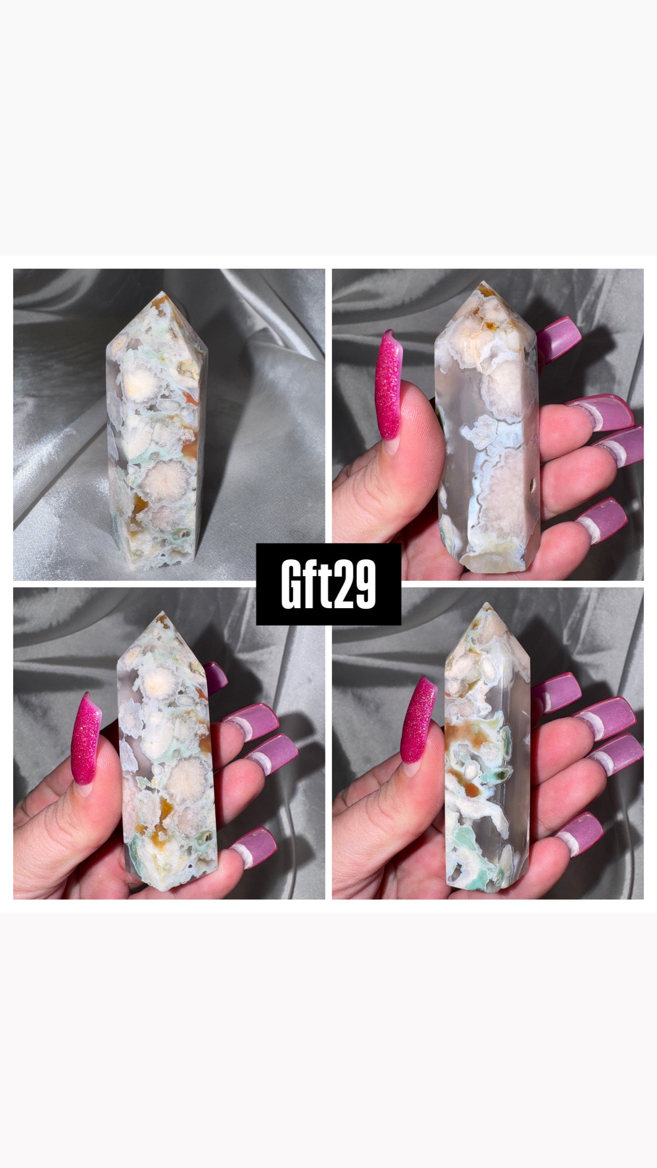 Green Flower Agate Tower