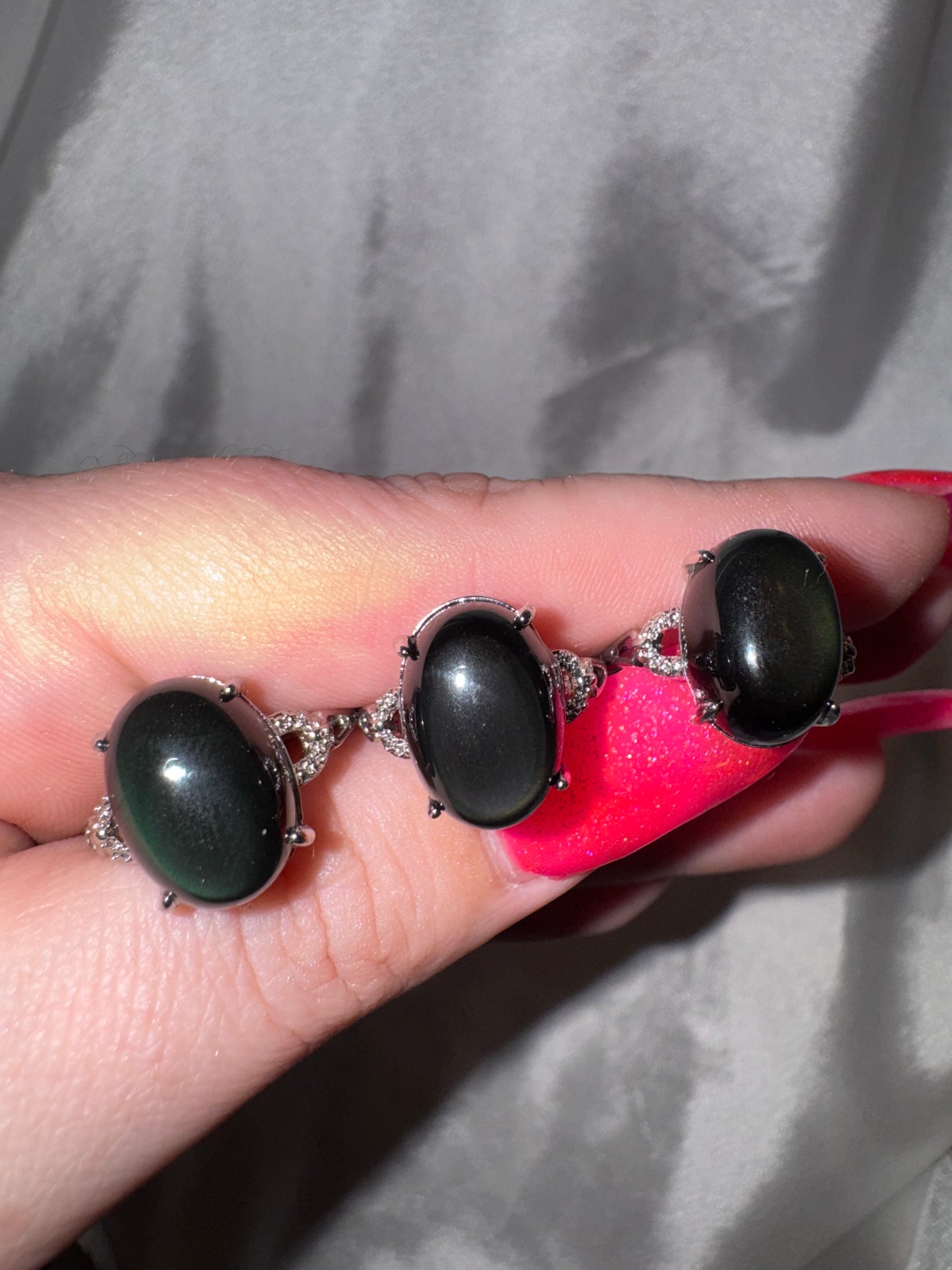 Rainbow Obsidian Adjustable Ring
