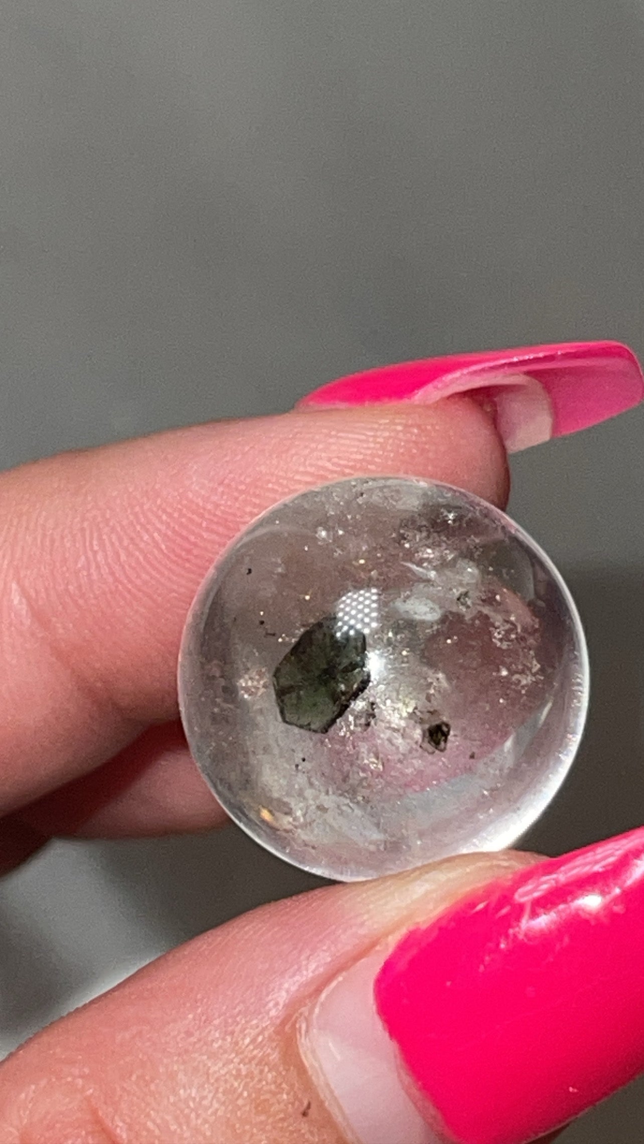 Super RARE Green Tourmaline in Quartz Sphere (20mm)