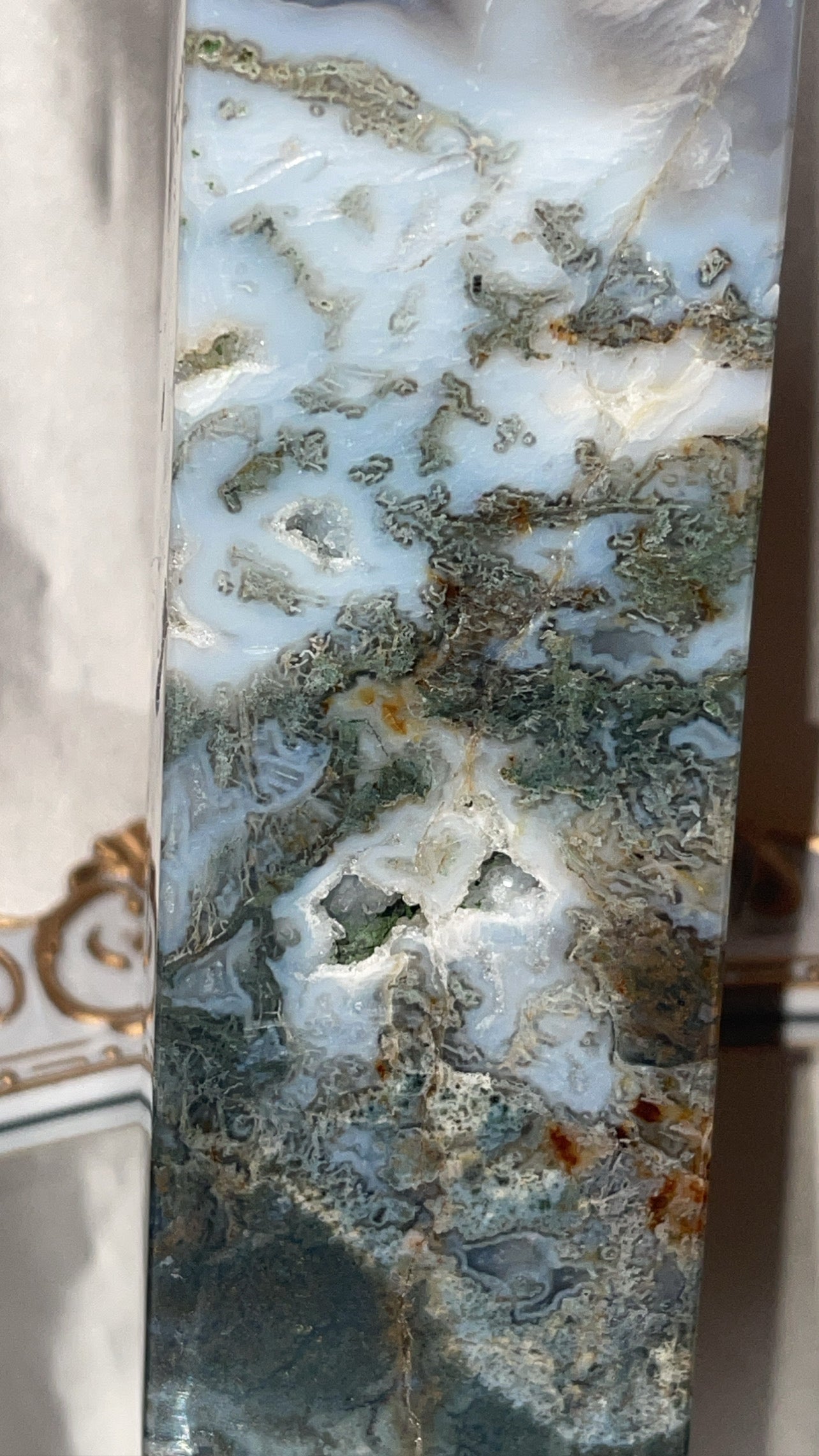 Moss Agate Druzy Large Tower