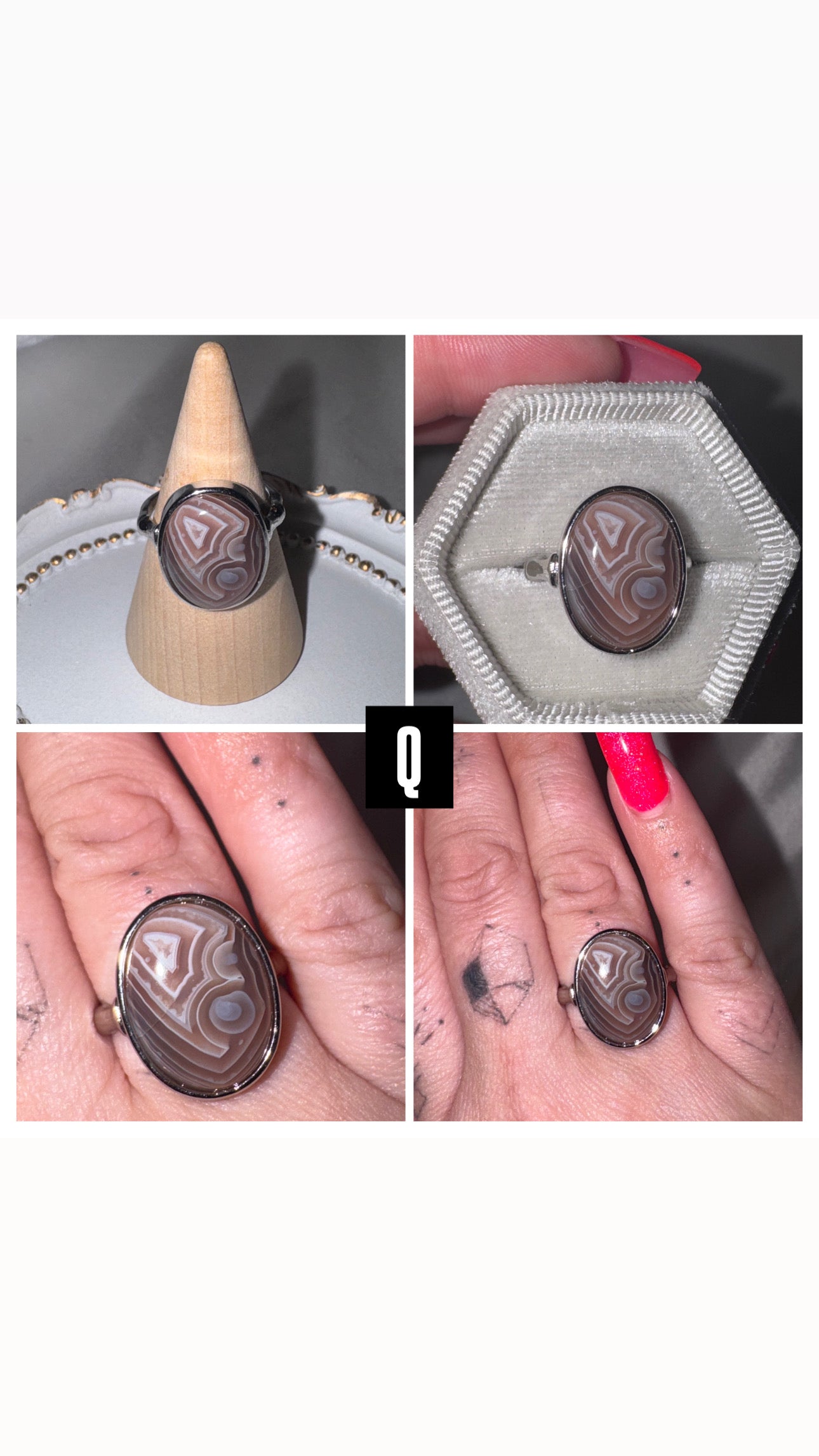 Botswana Agate AAA Adjustable Ring