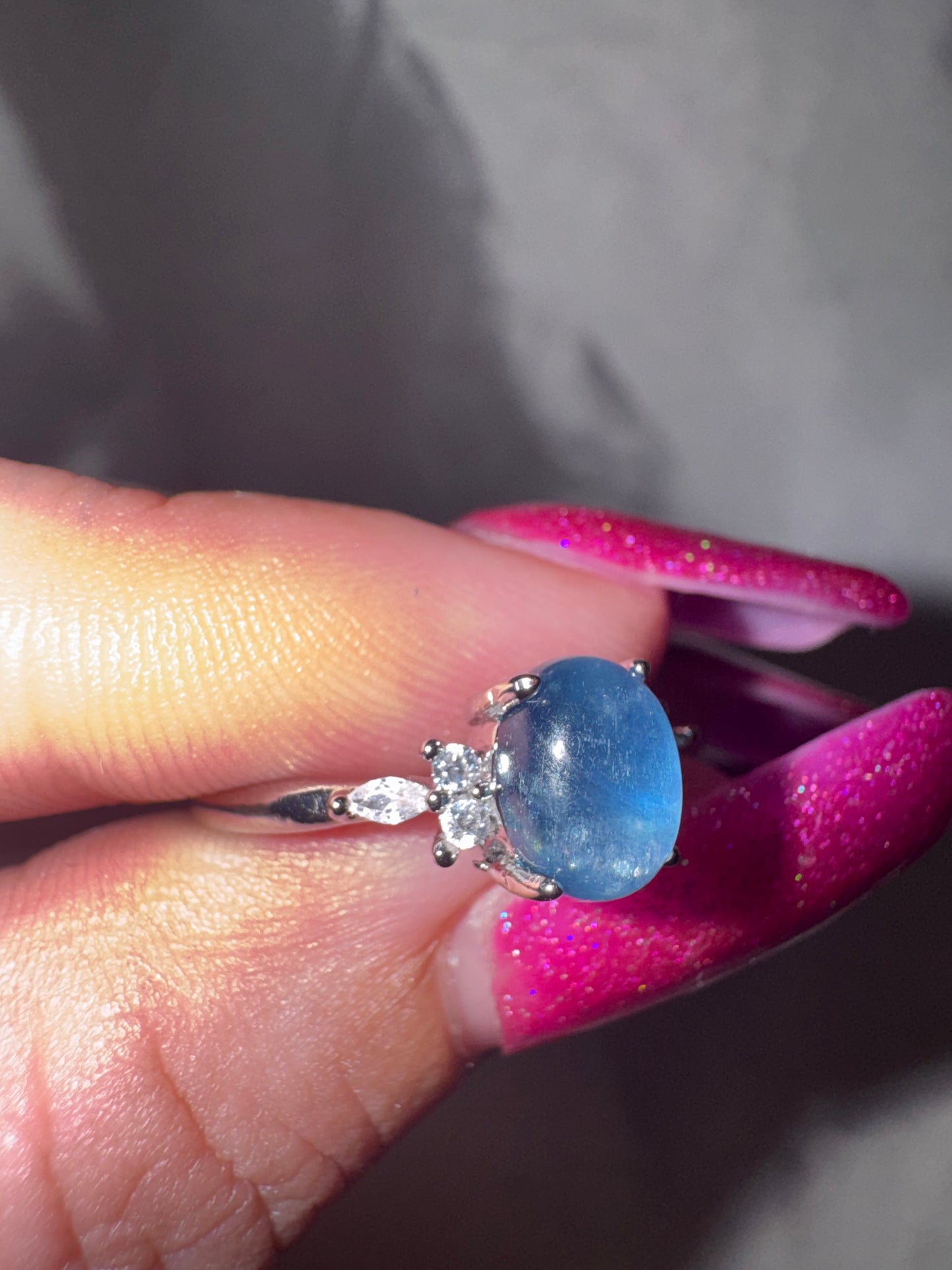 Sapphire with Moissanite Adjustable Ring
