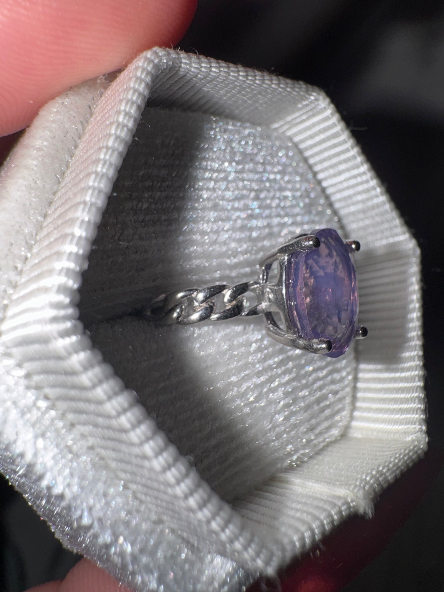 Lavender Moon Quartz AAA 925 Adjustable Ring