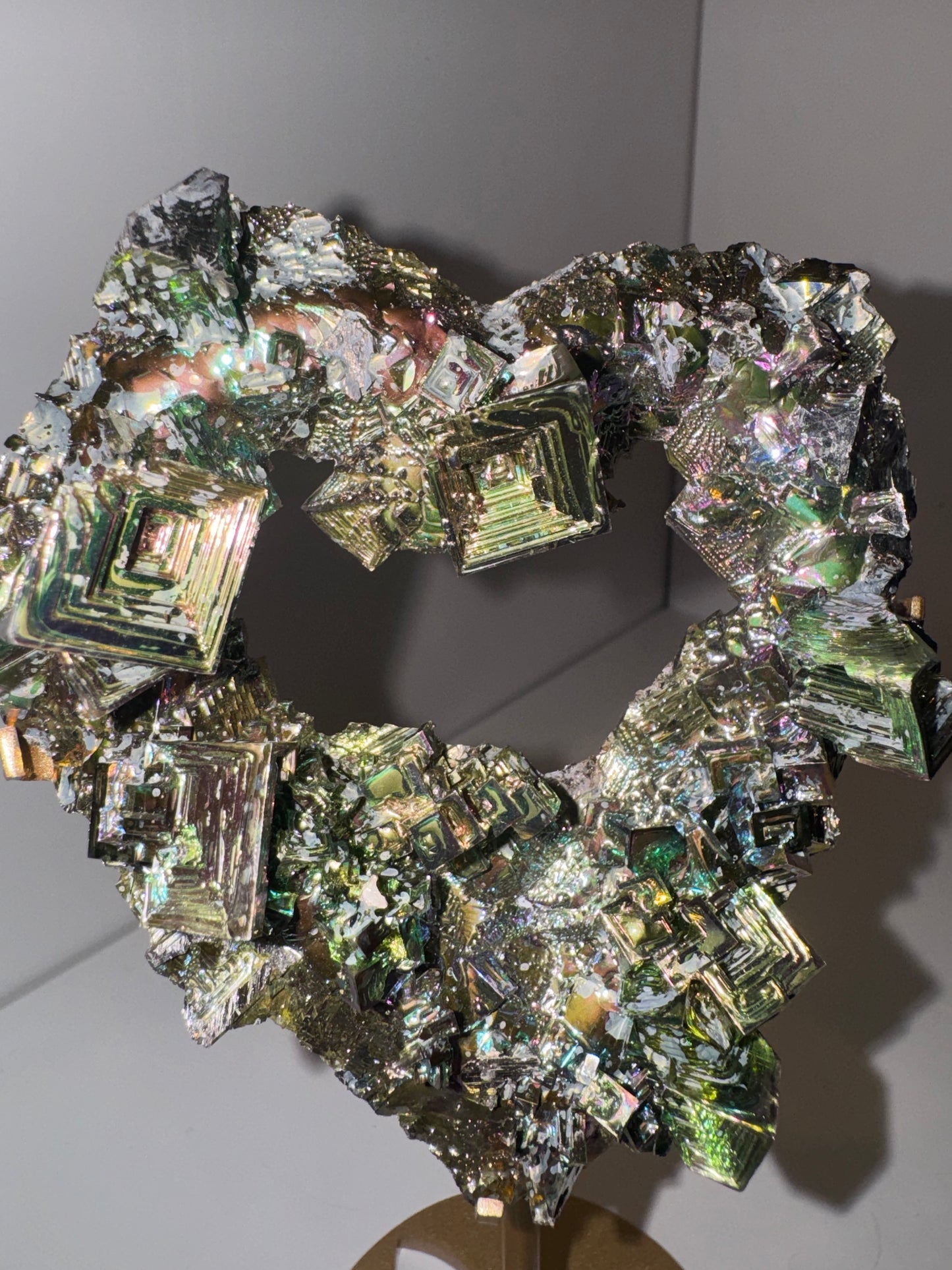 Bismuth Large Heart on Stand