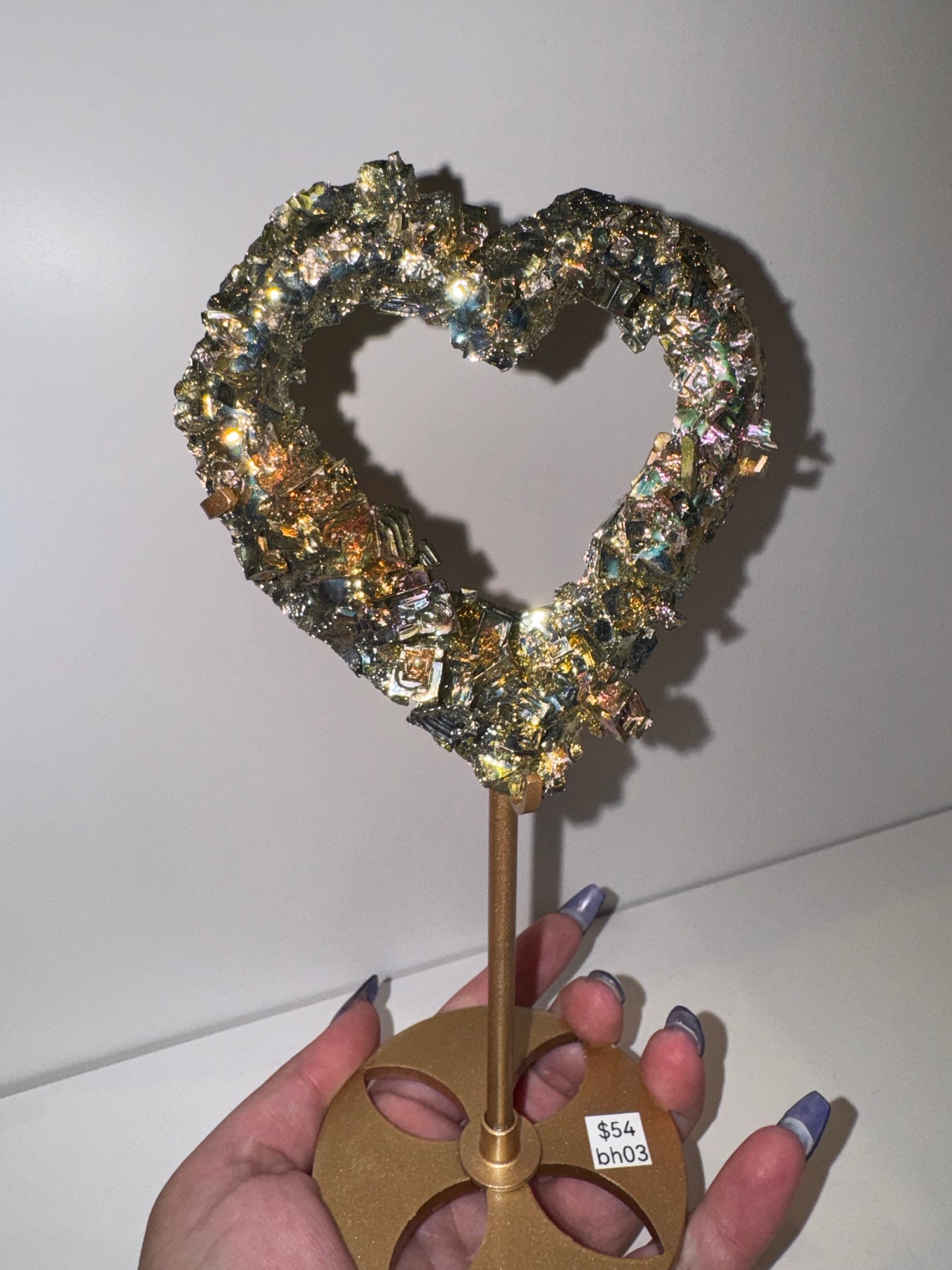 Bismuth Large Heart on Stand