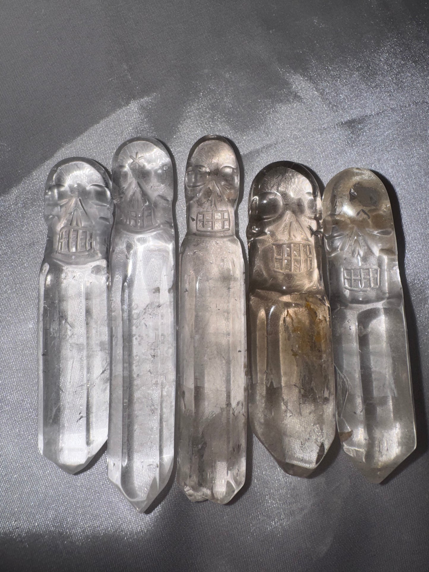 Lemurian AAA Master Carved Skull Wand