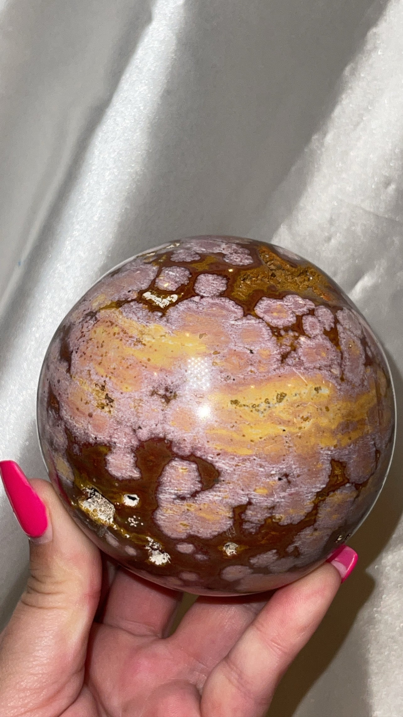 Pink Ocean Jasper AAA XL Sphere (88mm)