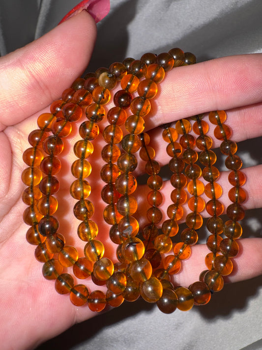 Blue Amber AAA 6mm Bracelet