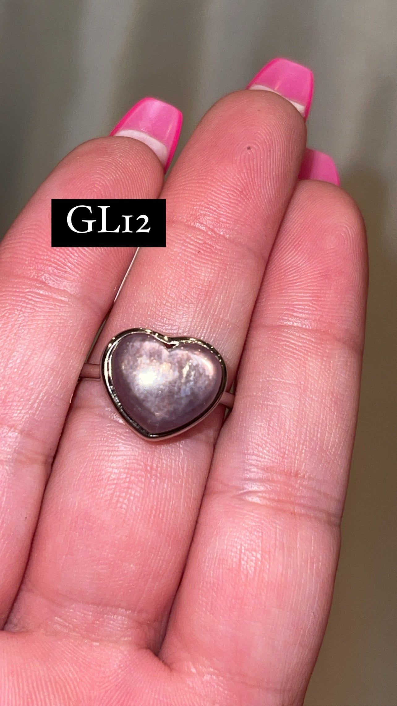 Gem Lepidolite 925 Sterling Silver Adjustable Heart Ring (Choose Your Own)