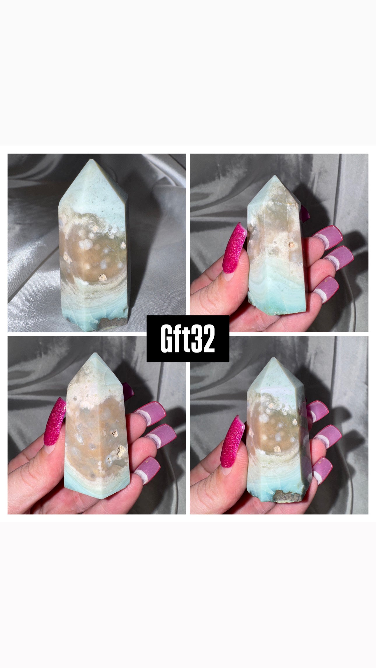 Green Flower Agate Tower