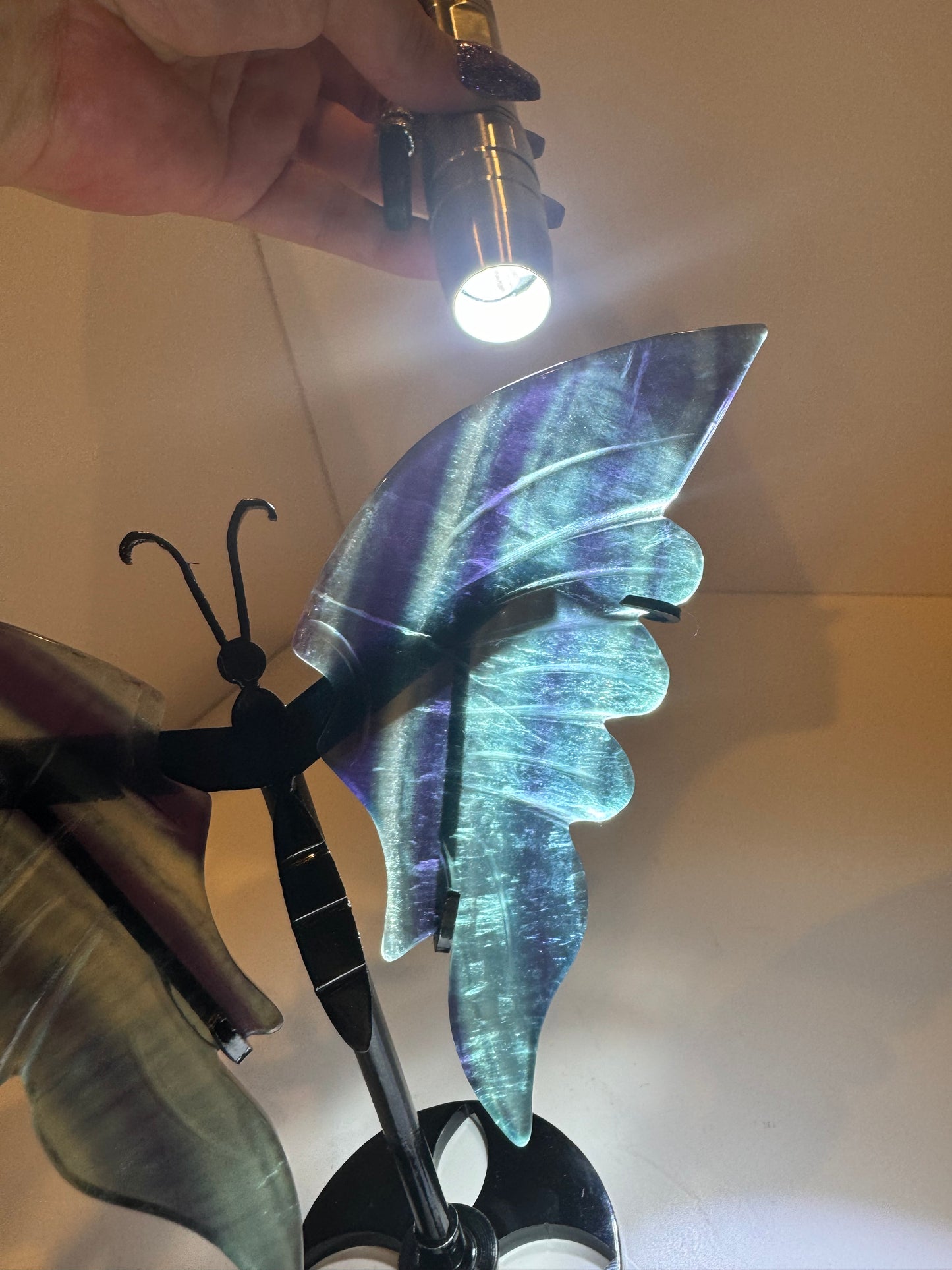 Fluorite Large Butterfly on stand