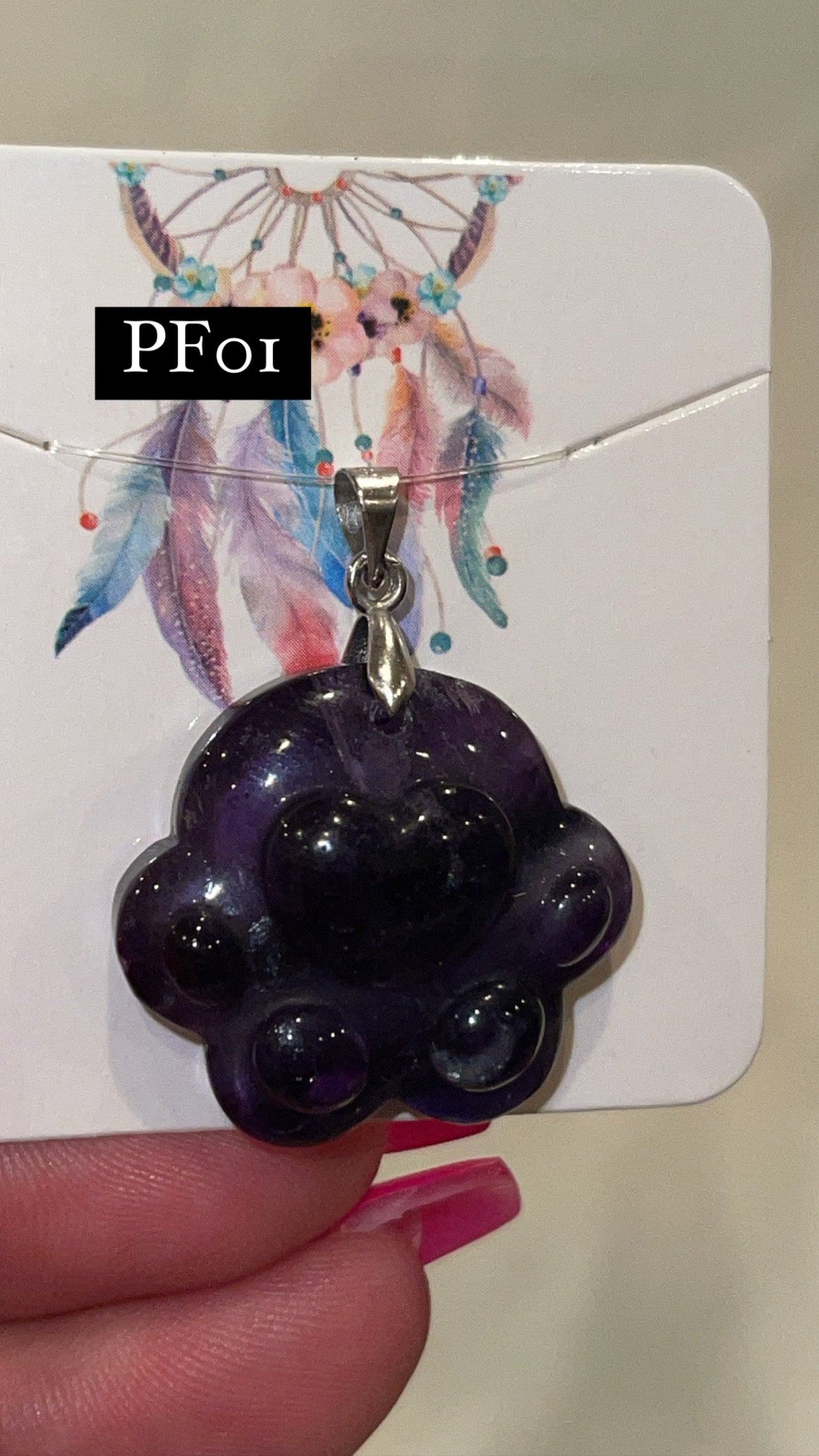 Fluorite Large Paw Print Pendant (Choose Your Own)