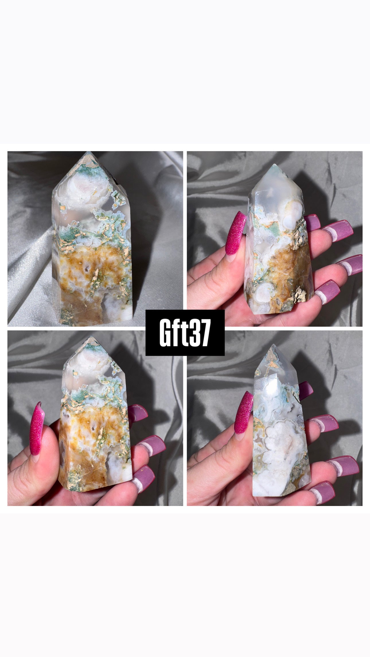 Green Flower Agate Tower