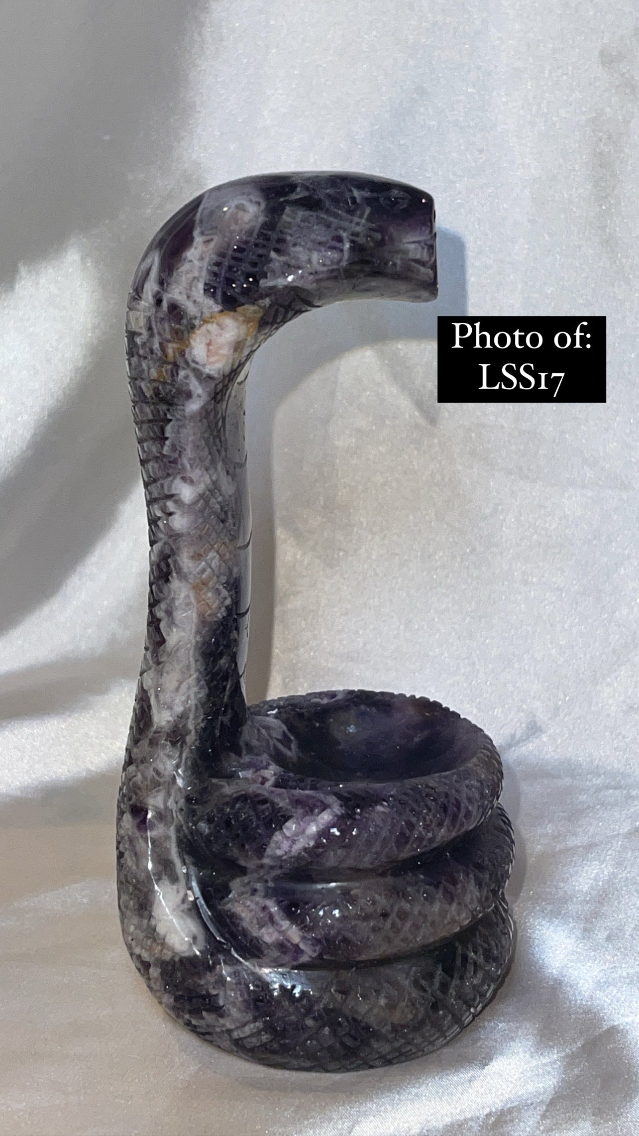 Dream Amethyst Large Snake Sphere Holder Carving