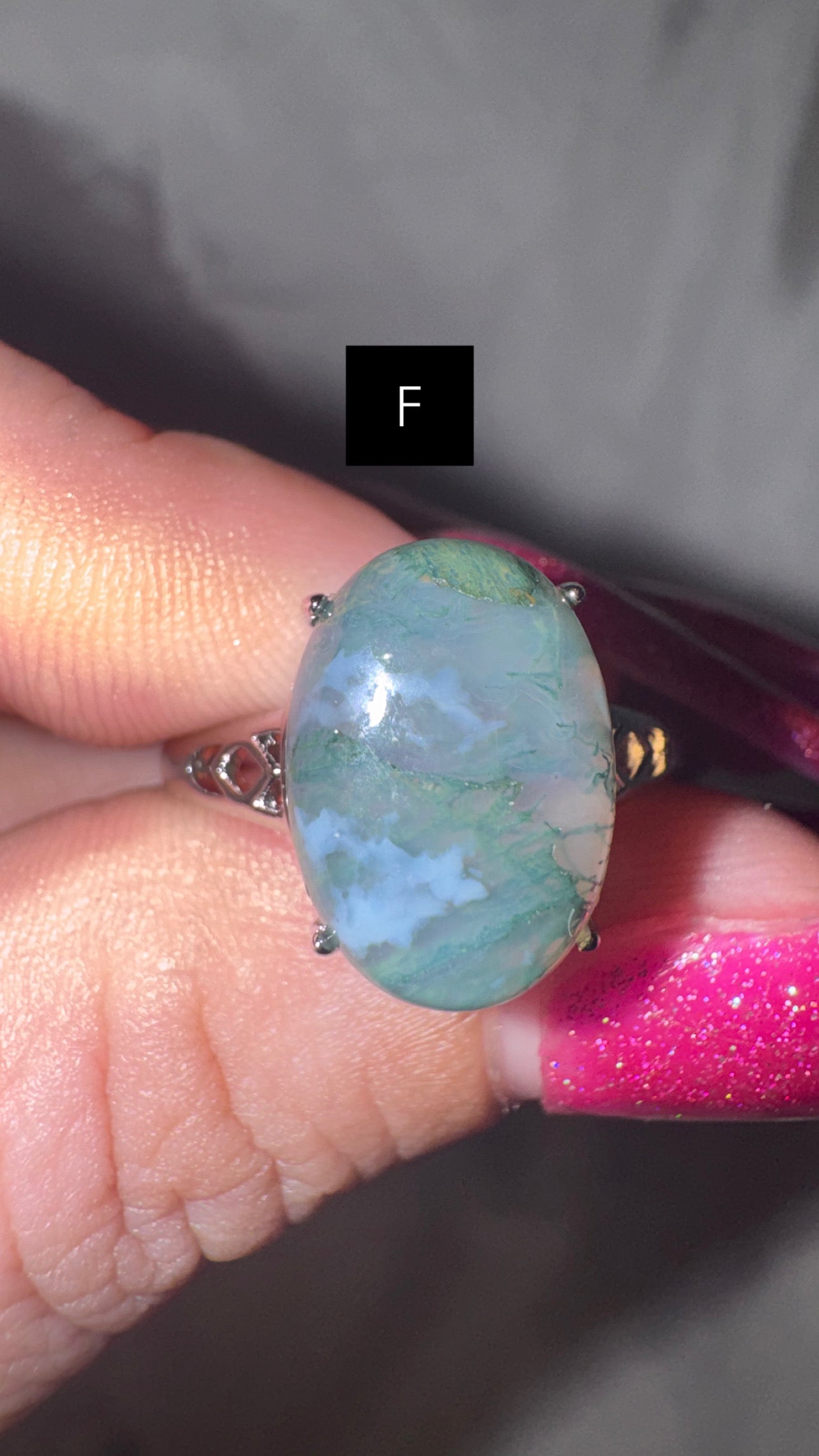Moss Agate Adjustable Ring