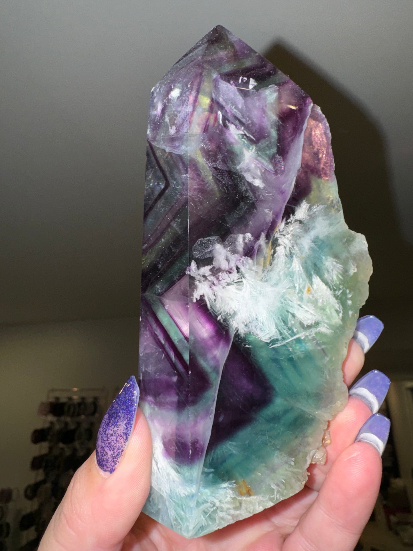 Druzy Snow Fluorite Tower